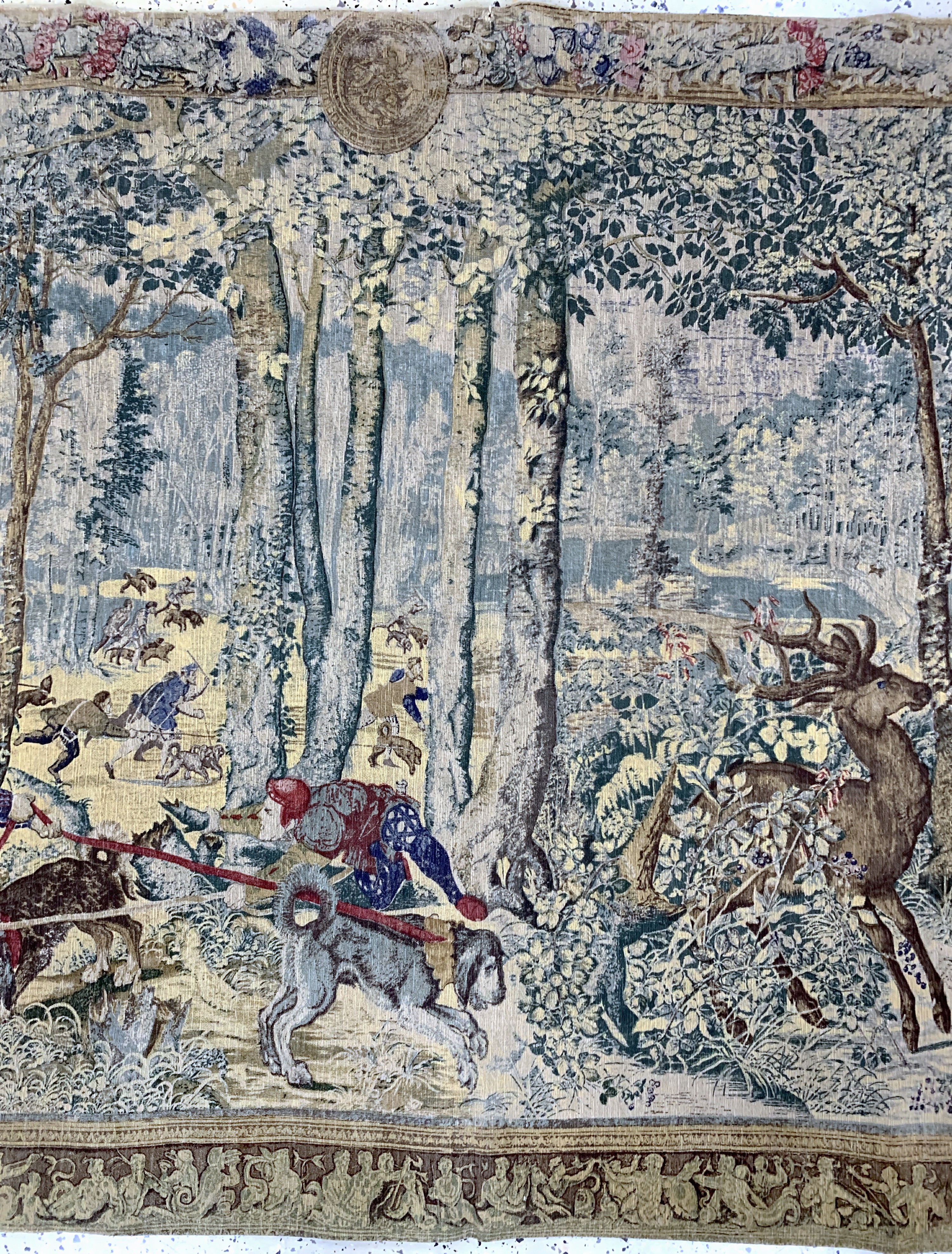 Detail b: Antiker Wandbehang, Frankreich, um 1900, auf Leinwand gedruckt, ca. 130 x 185 cm, EHZ: 2