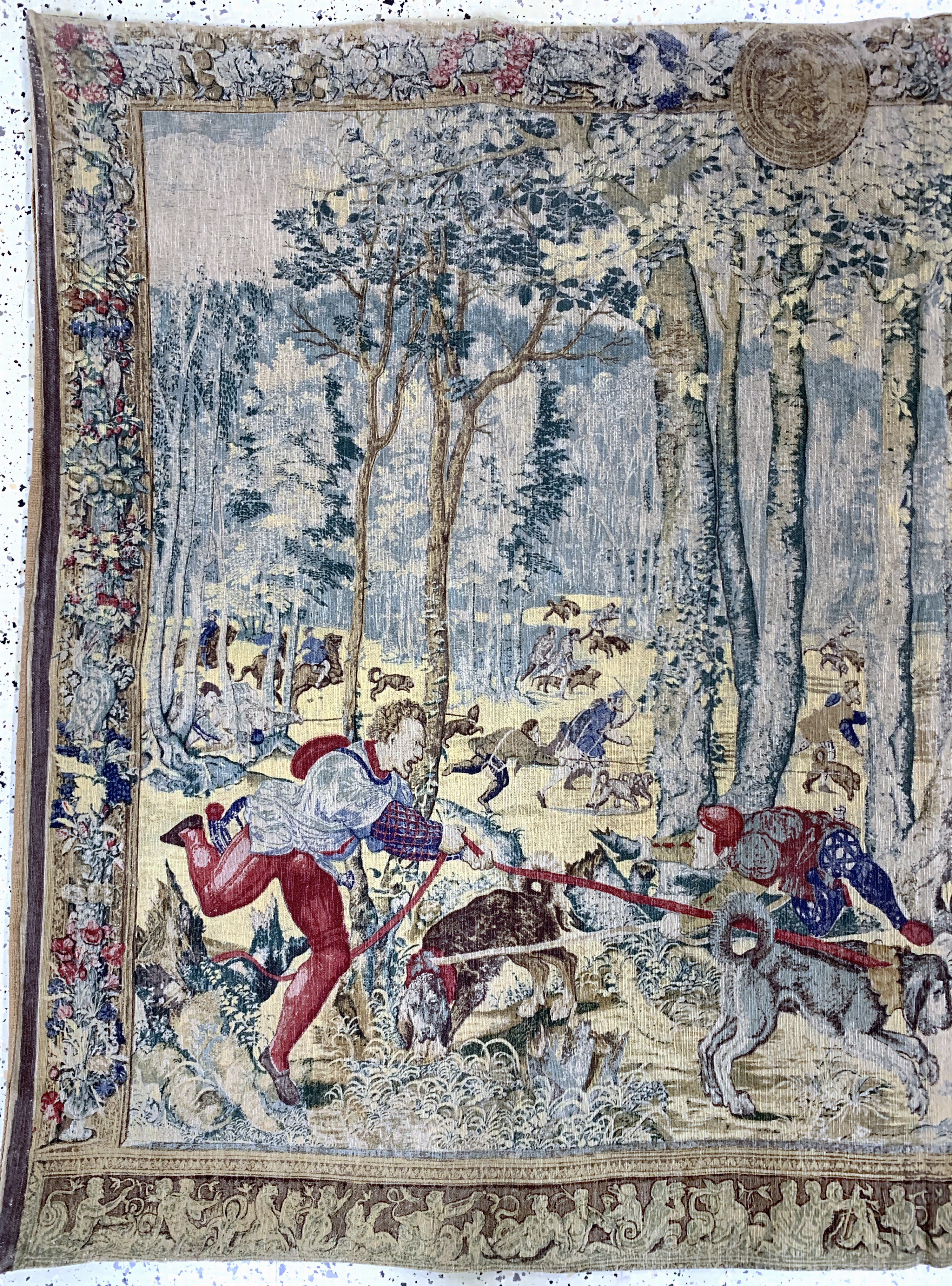Detail c: Antiker Wandbehang, Frankreich, um 1900, auf Leinwand gedruckt, ca. 130 x 185 cm, EHZ: 2