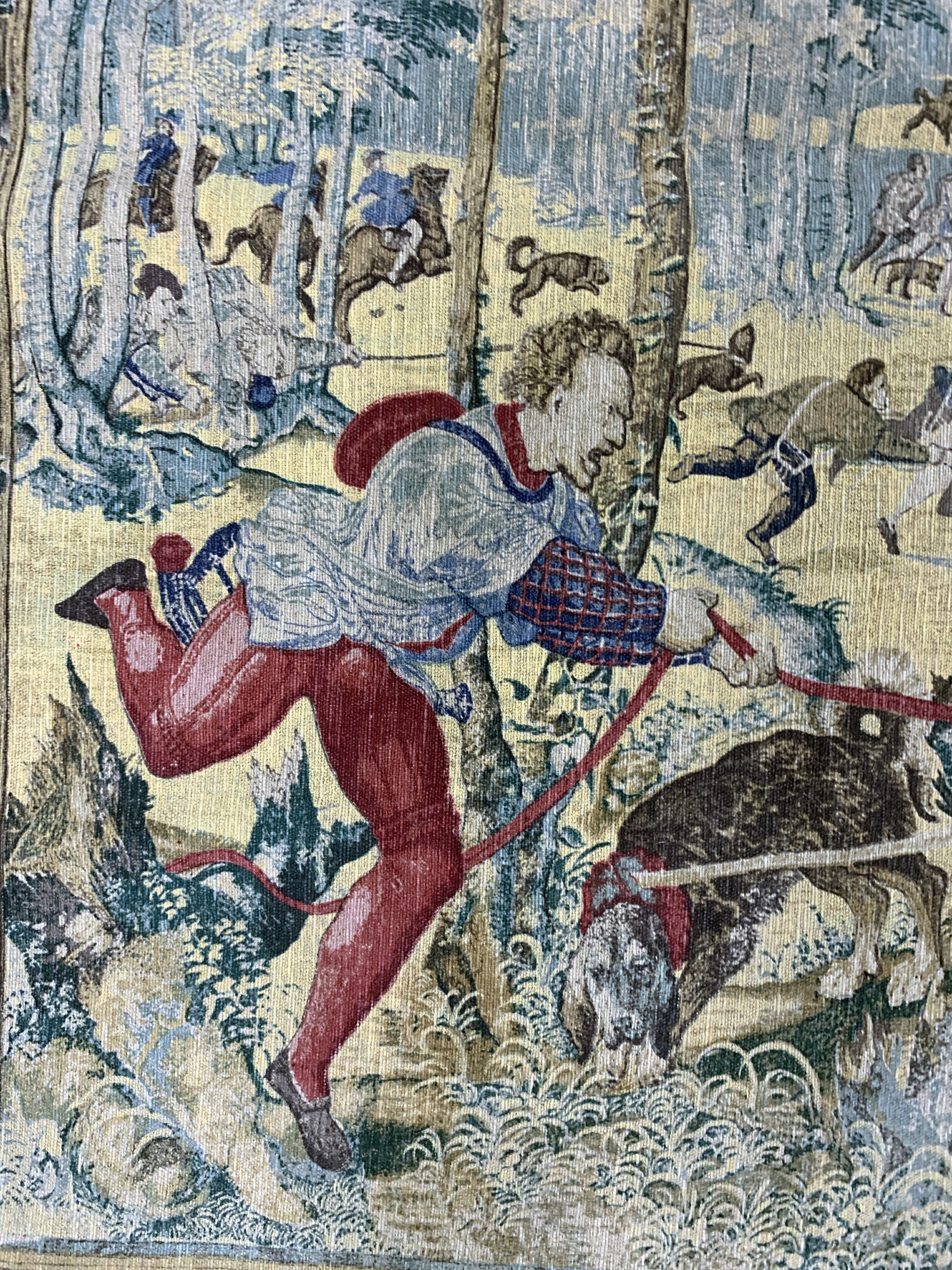 Detail d: Antiker Wandbehang, Frankreich, um 1900, auf Leinwand gedruckt, ca. 130 x 185 cm, EHZ: 2