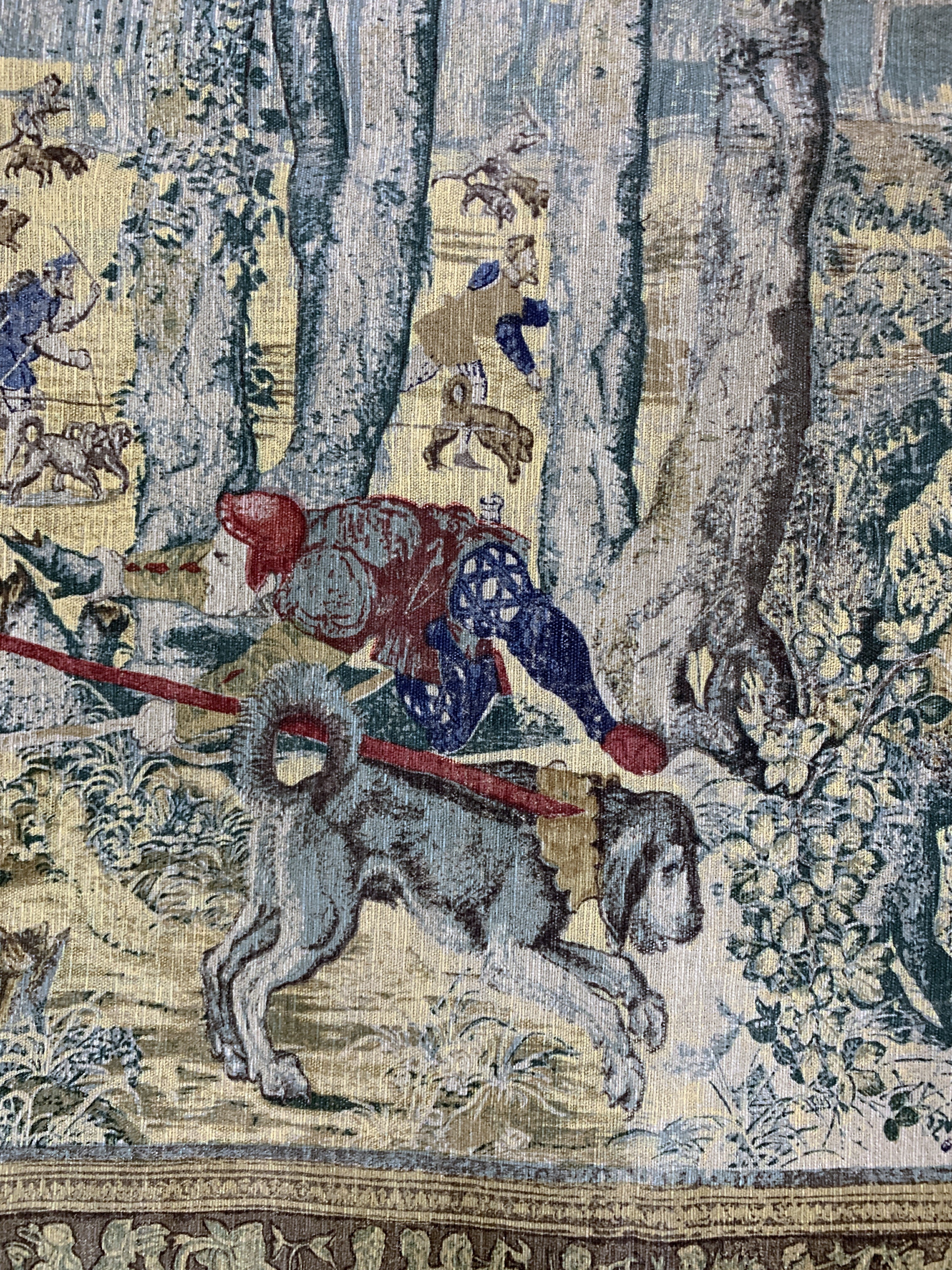 Detail e: Antiker Wandbehang, Frankreich, um 1900, auf Leinwand gedruckt, ca. 130 x 185 cm, EHZ: 2