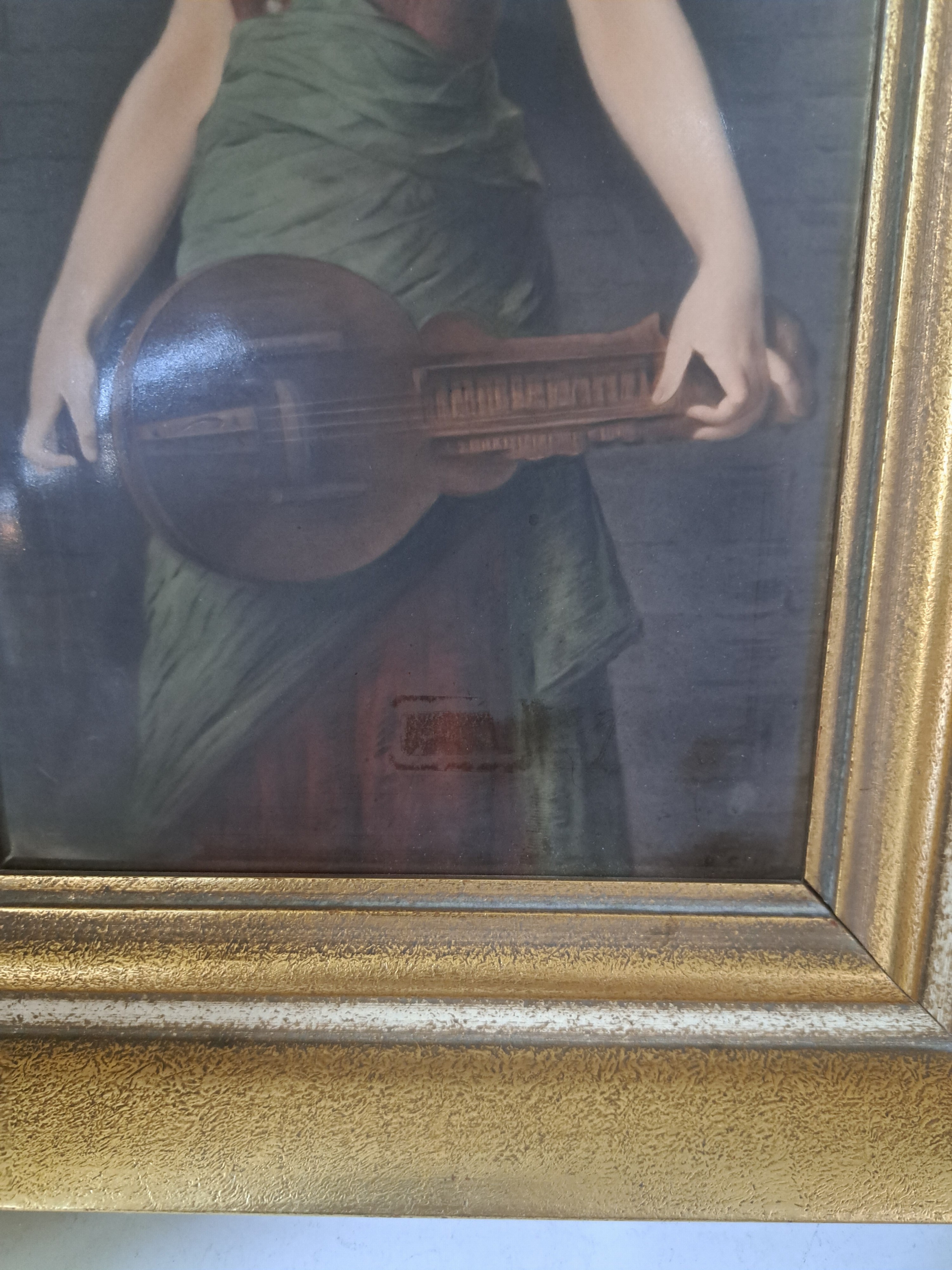 Detail b: Porzellanmalerei, Max Eichhorn (Porzellanmaler, 1879-1961), für KPM Berlin, um 1917, Porzellanplatte, handbemalt, junge Orientalin mit Drehleier ...