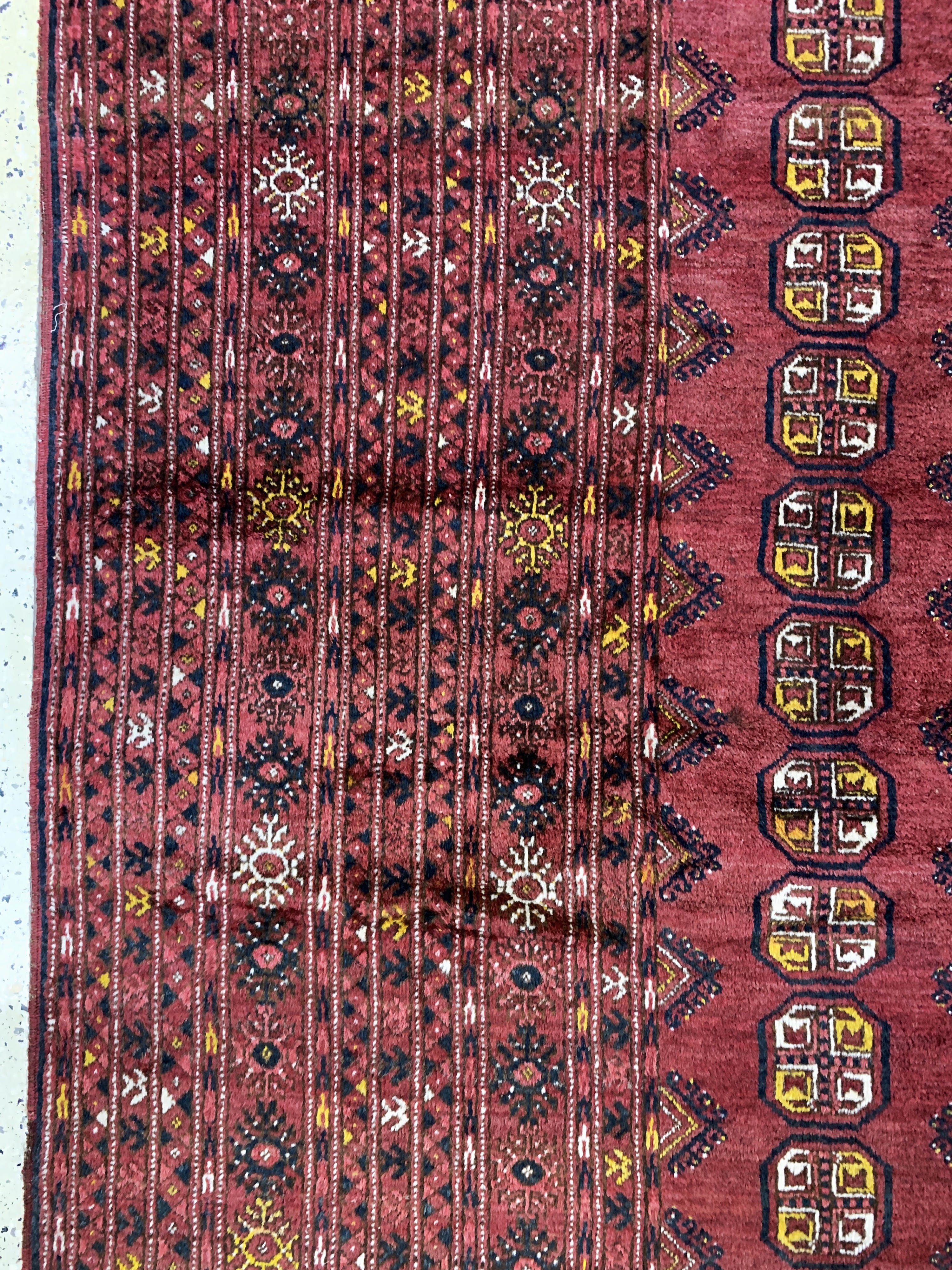 Detail d: Dolatabad, Afghanistan, Mitte 20.Jhd, Wolleauf Wolle, ca. 370 x 275 cm, EHZ: 2-3