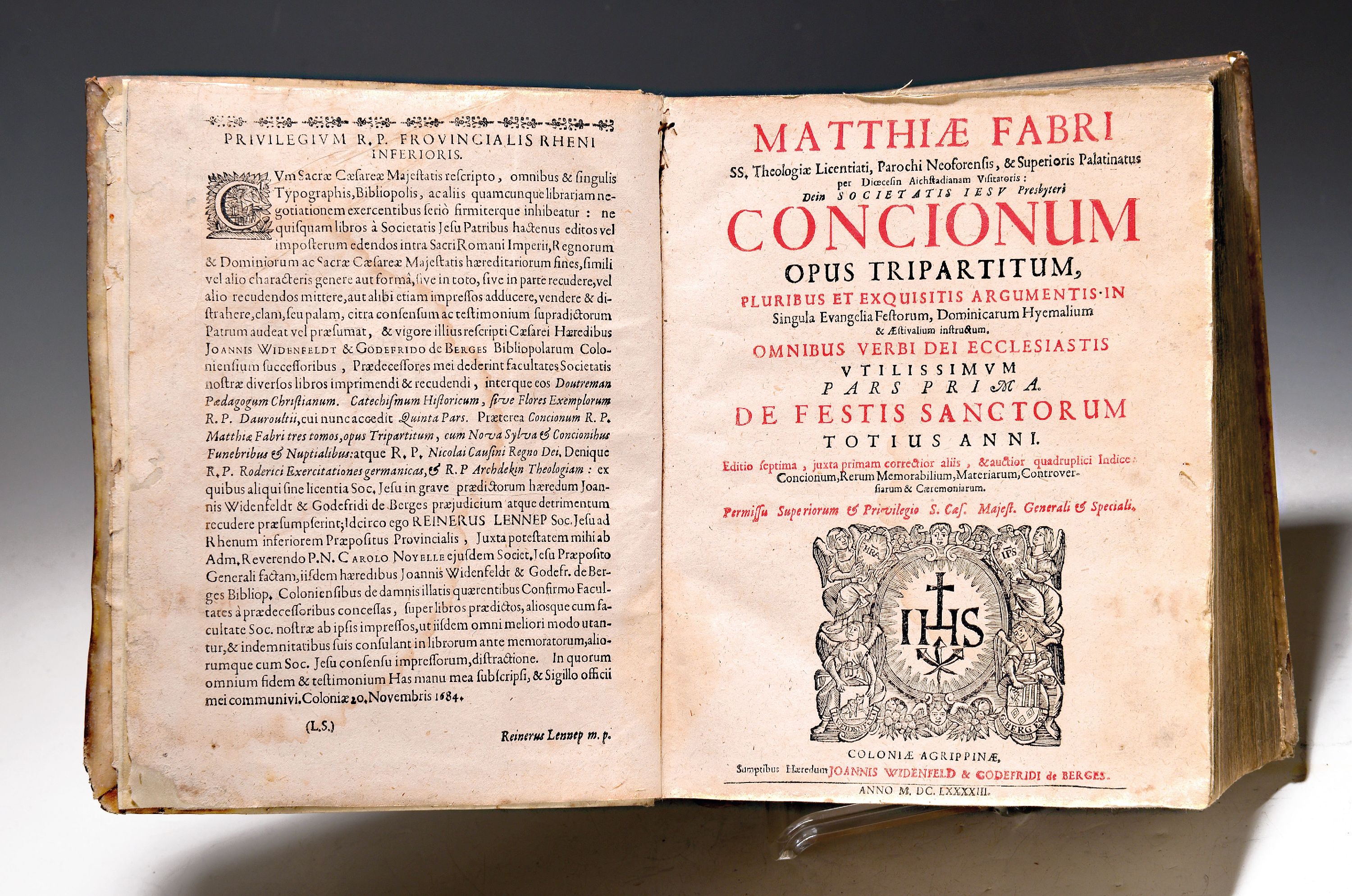 Image 27033273 - Matthias Faber, auch Fabri (1587-1653): Opus Concionum tripartitum, Köln, Johann ...