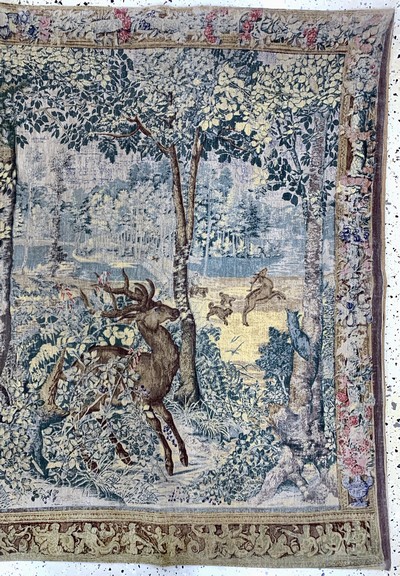 27033204a - Antiker Wandbehang, Frankreich, um 1900, auf Leinwand gedruckt, ca. 130 x 185 cm, EHZ: ...