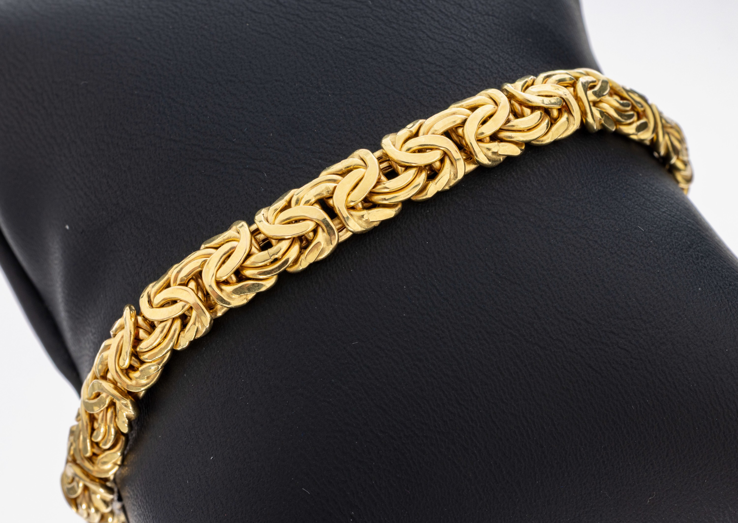 Image 27033393 - 14 kt Gold Armband, GG 585/000, gedrückte Königskette, L. ca. 21 cm, ...