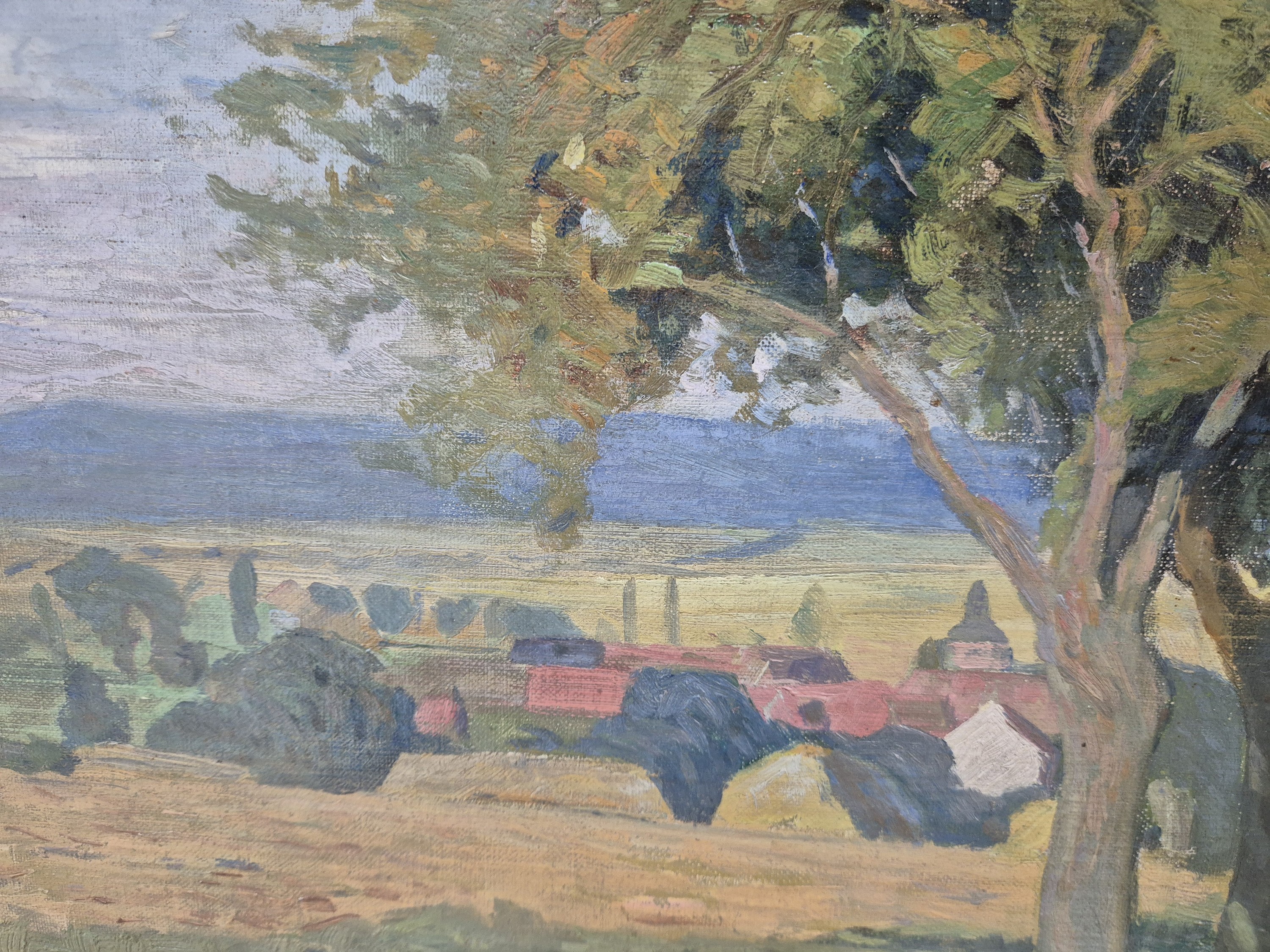 Detail b: Paul Scheffer, 1877 Kassel-1916 Berlin, "Blick nach Zella" so auf altem Etikett bez., 1917, recht unten signiert und datiert, Öl/Lwd, ...