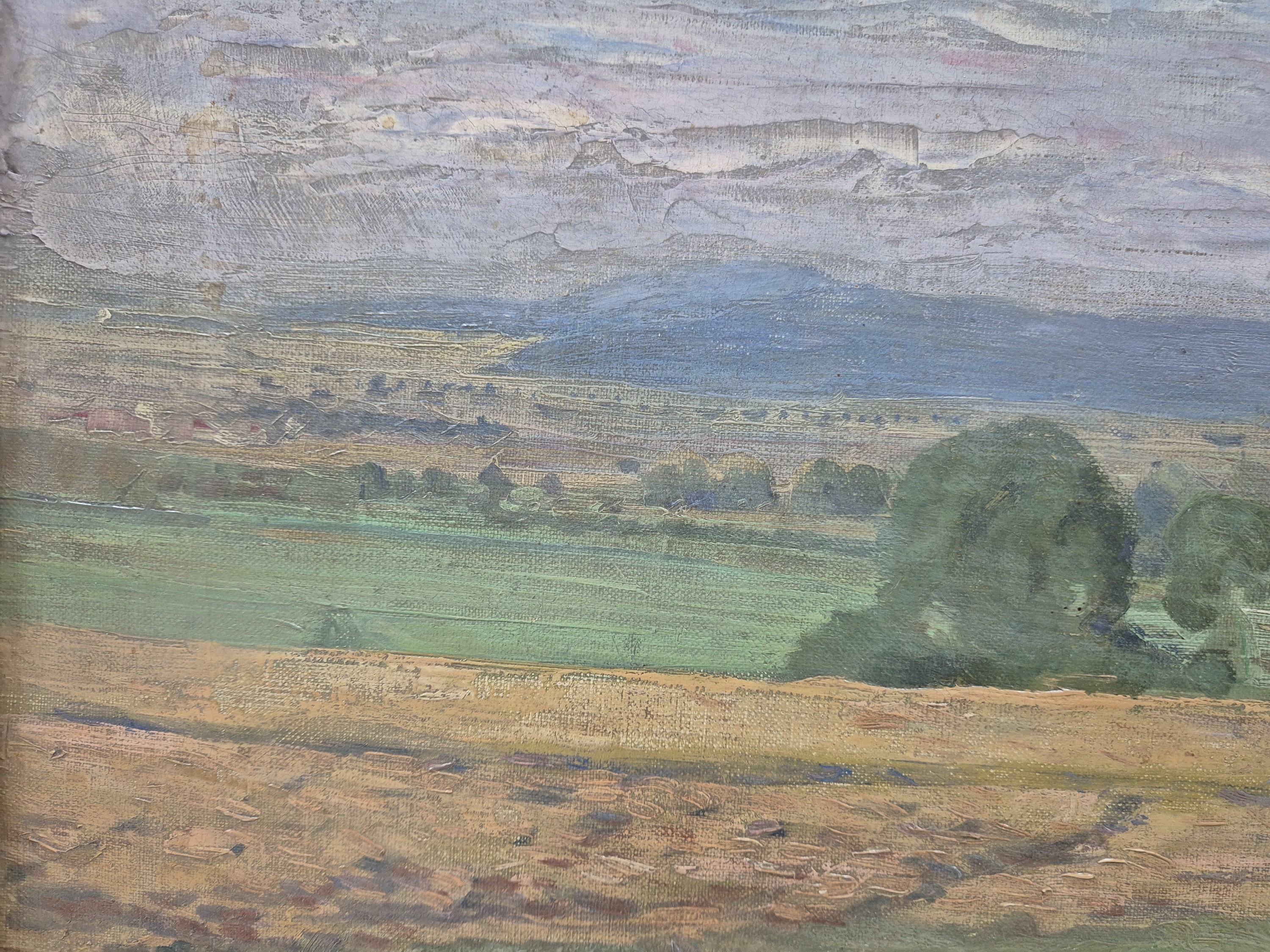 Detail c: Paul Scheffer, 1877 Kassel-1916 Berlin, "Blick nach Zella" so auf altem Etikett bez., 1917, recht unten signiert und datiert, Öl/Lwd, ...