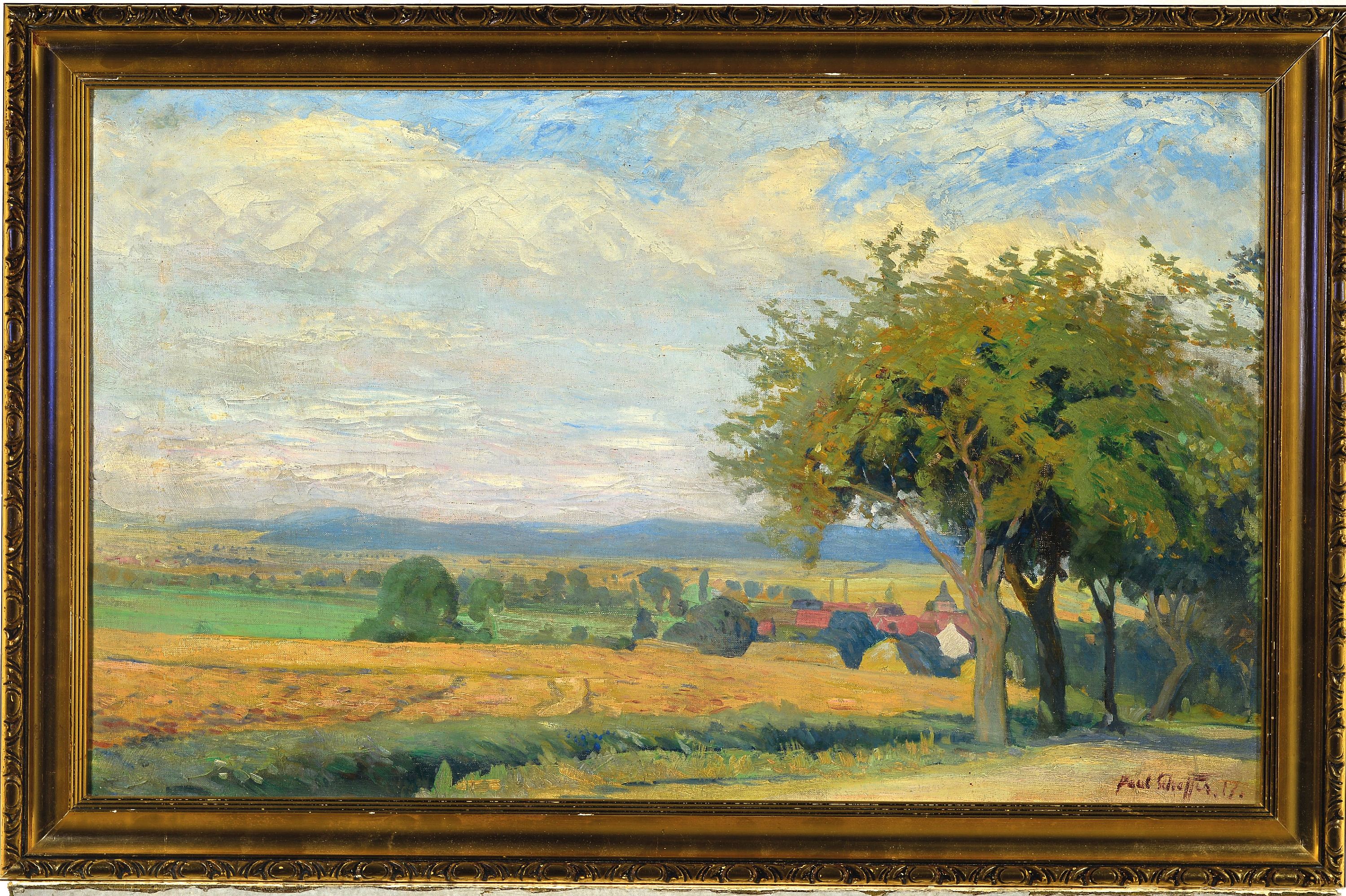 Detail k: Paul Scheffer, 1877 Kassel-1916 Berlin, "Blick nach Zella" so auf altem Etikett bez., 1917, recht unten signiert und datiert, Öl/Lwd, ...