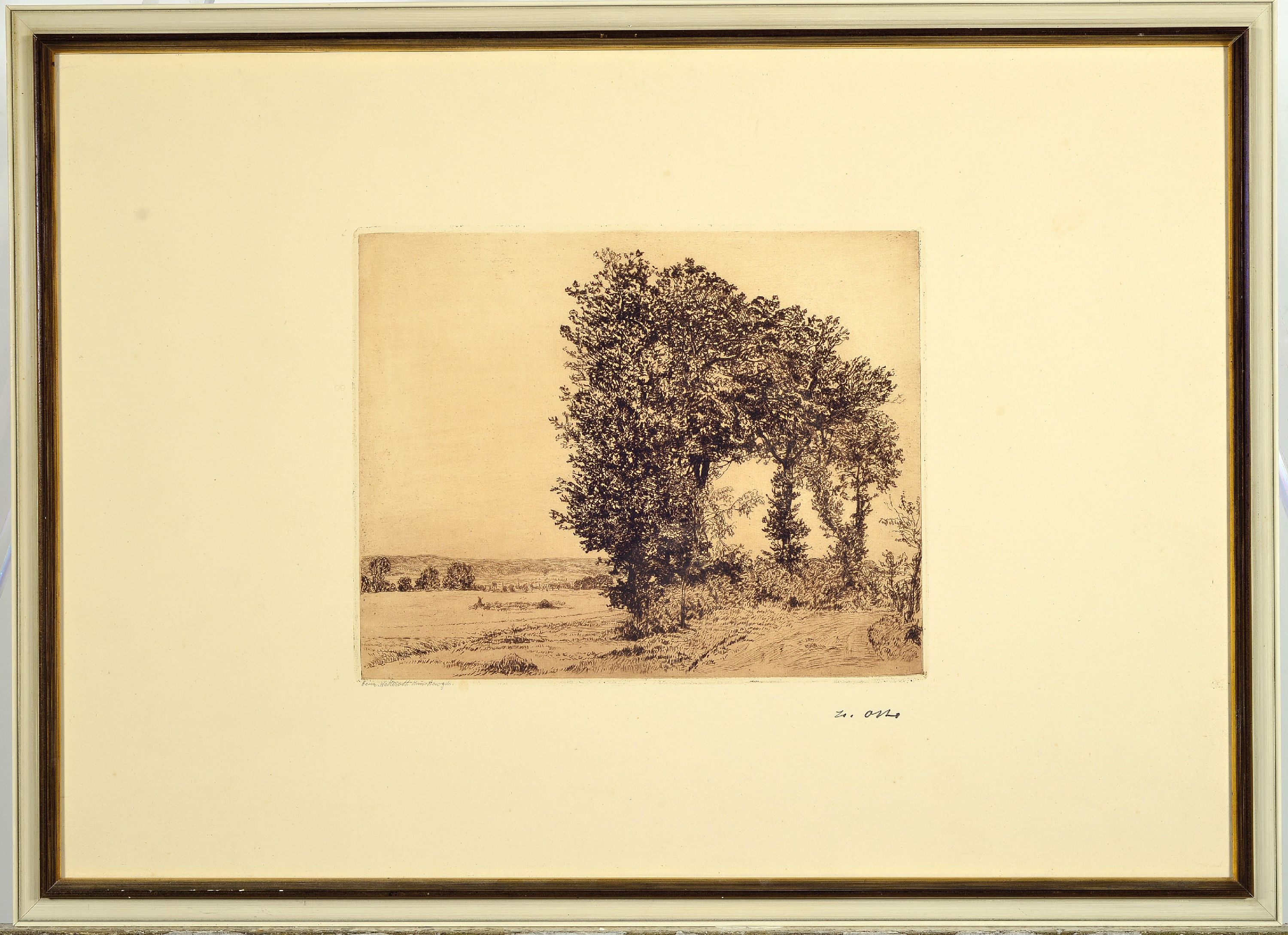 Detail k: Heinrich Otto, 1858 Wernswig-1923 Düsseldorf, Mitglied der Willinghäuser Malerkolonie, Radierung, rechts unten signiert, gedruckt bei Wetteroth, ...