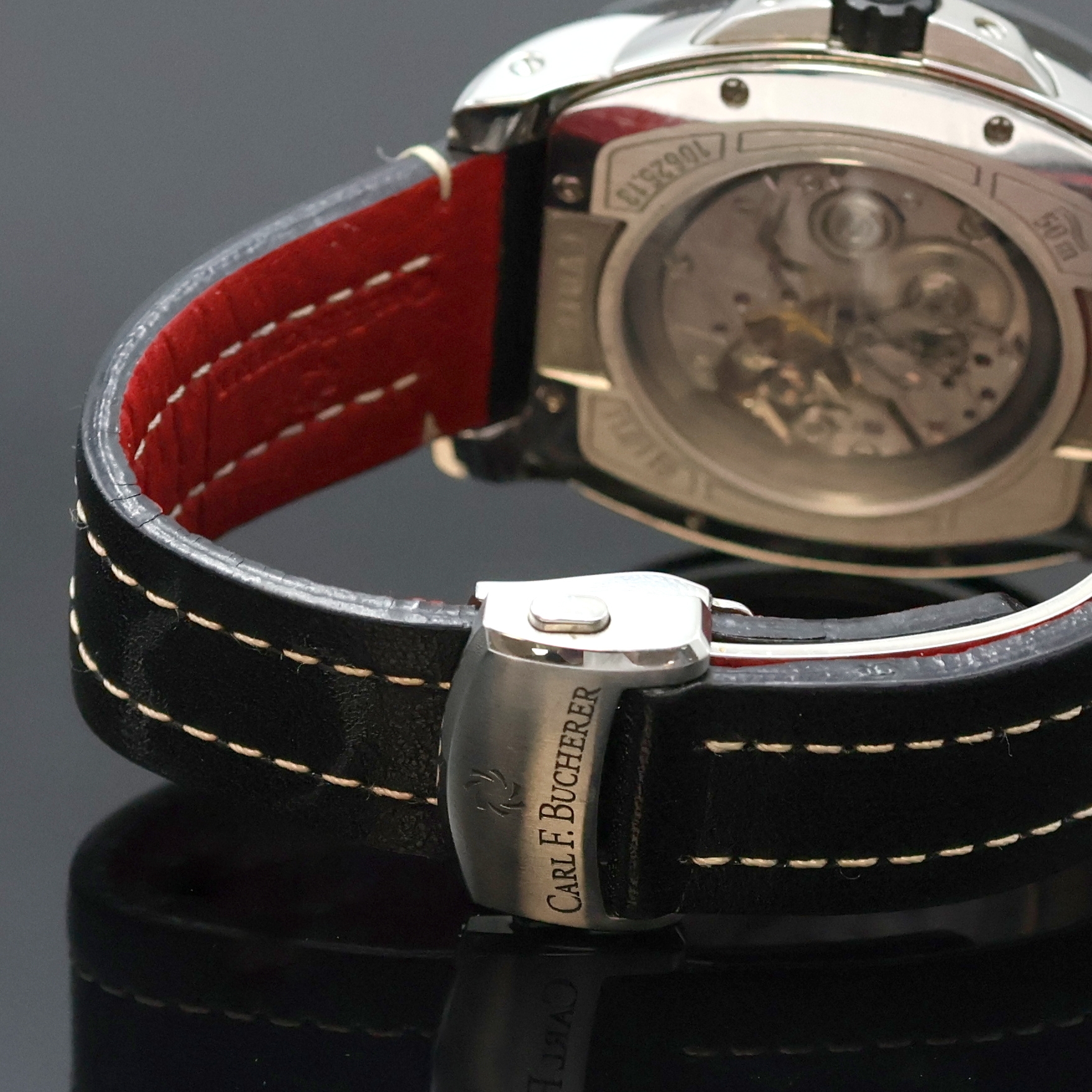 Detail b: CARL F. BUCHERER Patravi Evotec Herrenarmbanduhr mit Großdatum und Wochentag Referenz 10625.13, Schweiz um 2015, Automatik, beids. vergl. ...
