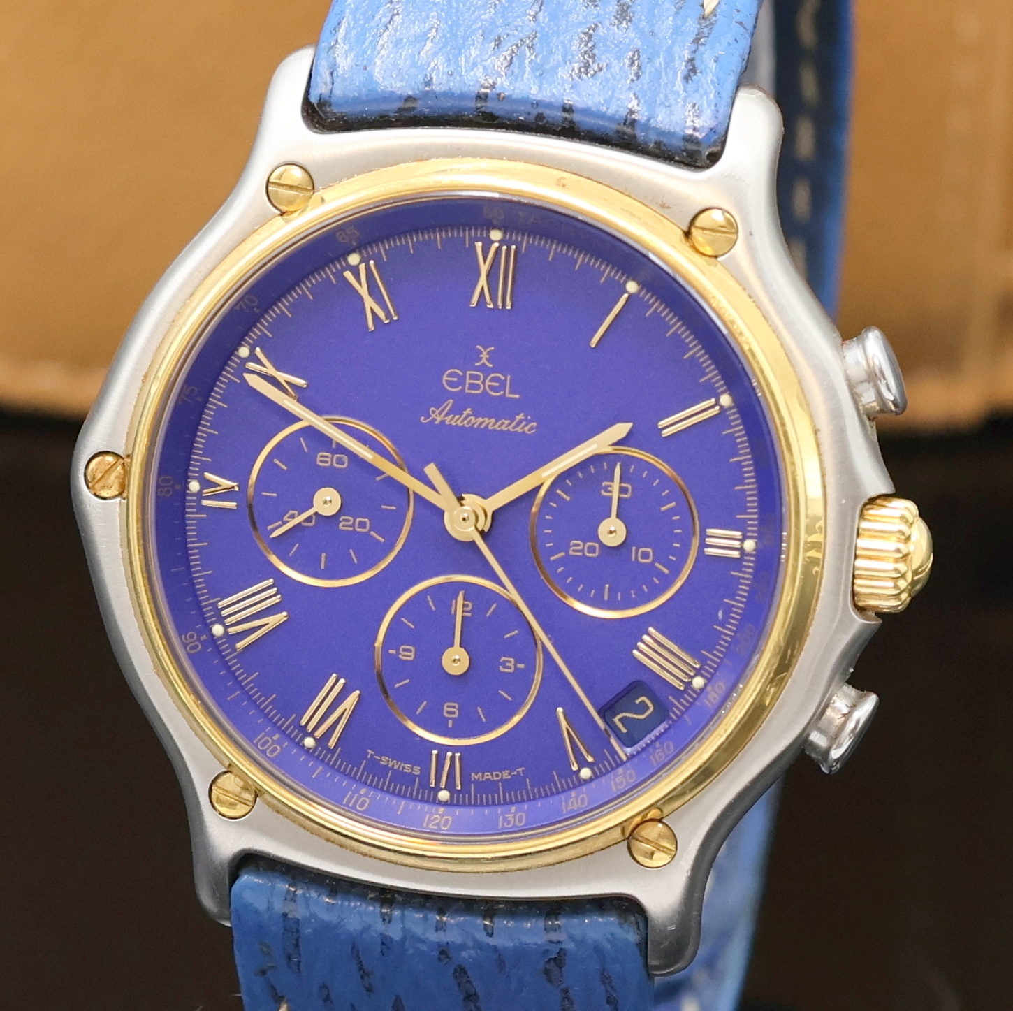 Detail a: EBEL Herrenchronograph mit El Primero Werk in Stahl/Gold Referenz 1134901, Schweiz um 1990, Automatik, Boden aufgedr., orig. Lederband m. Faltschl., ...