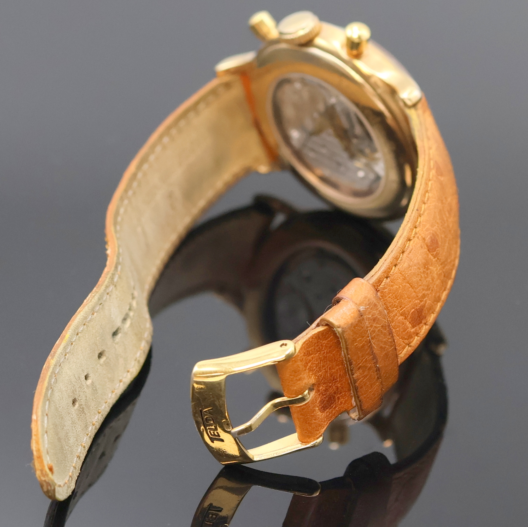 Detail b: TELDA Juan Manuel Fangio auf 1000 Stück limitierter Armbandchronograph aus der Mercedes-Benz Classic Serie, Schweiz um 1998, Handaufzug, verg. ...
