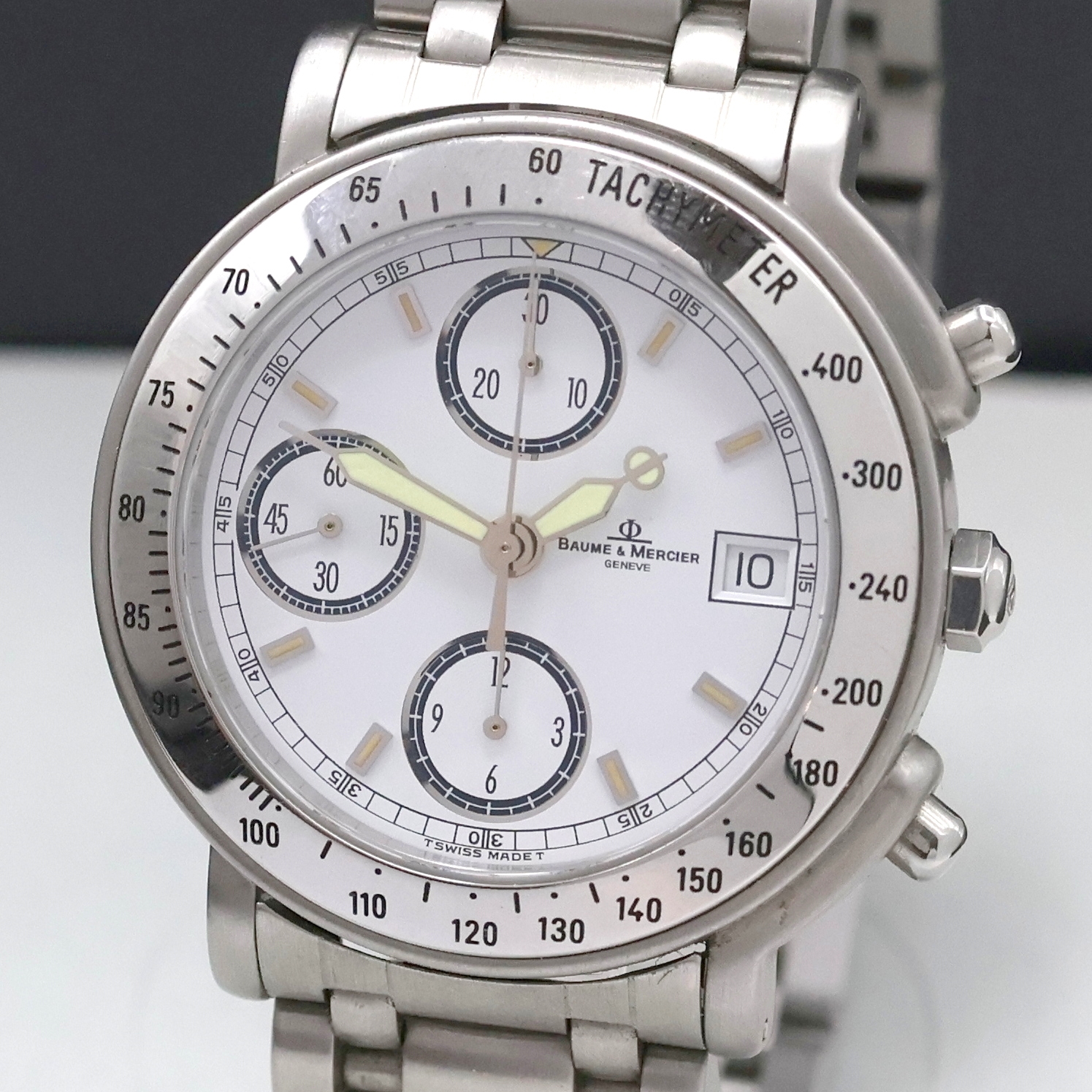 Detail a: BAUME & MERCIER Armbandchronograph Referenz MV04F023, Schweiz um 1997, Automatik, Edelstahlgeh. inkl. orig. Gliederband m. Faltschl., Boden verschr., ...