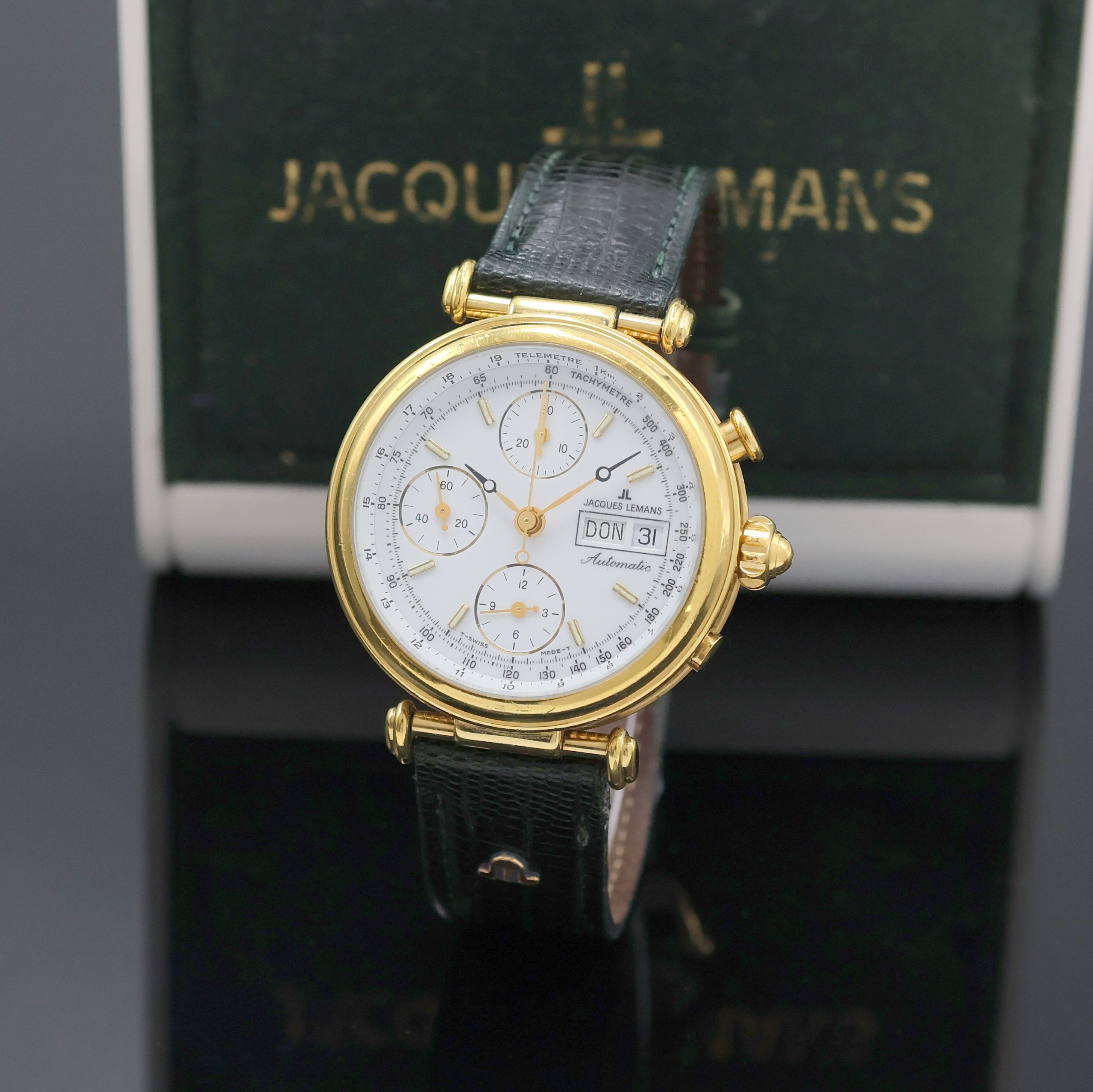 Image 27033498 - JACQUES LEMANS vergoldeter Armbandchronograph Referenz 388, Schweiz um 1995, Automatik, ...