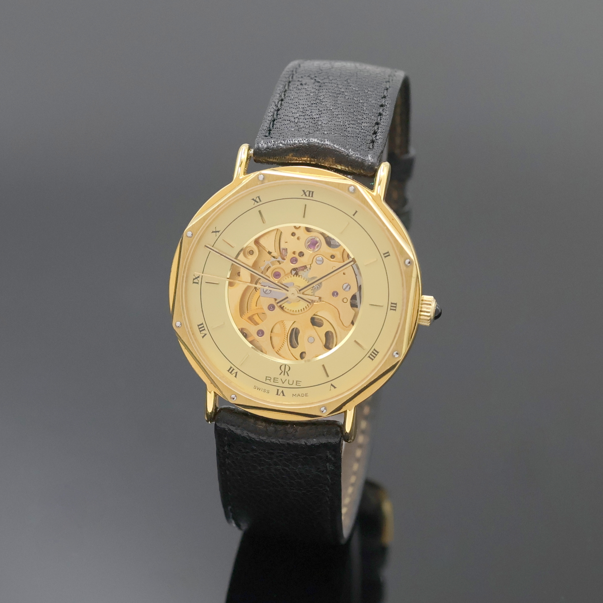 Image 27033499 - REVUE vergoldete Armbanduhr, Schweiz um 1990, Automatik, beids. vergl. Geh., neutr. ...