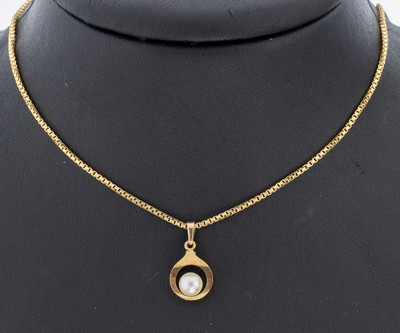 Image 8 kt Gold Perl-Anhänger, GG 333/000, schlicht, Akoyazuchtperle, D. ca. 5.3 mm, an ...