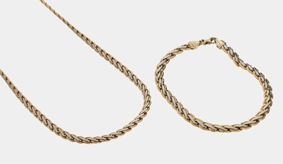 Image 14 kt Gold Schmuckset, GG/WG 585/000, best.aus: 1 Collier, L. ca. 41.5 cm, und 1 ...