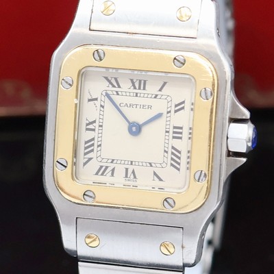 27033419a - CARTIER Santos Damenarmbanduhr in Stahl/Gold Referenz 1057930, Schweiz um 1995, quarz, ...
