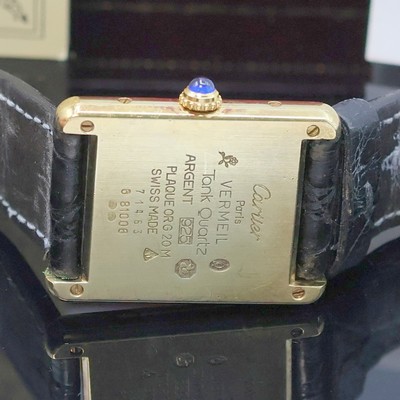 27033453d - CARTIER Paris Tank Damenarmbanduhr in 925er Silber vergoldet Referenz 681006, Schweiz um ...