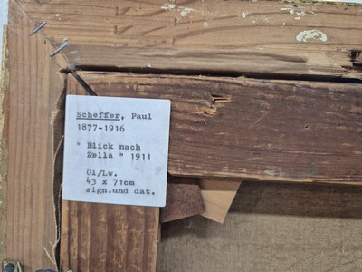 27033456f - Paul Scheffer, 1877 Kassel-1916 Berlin, ´Blick nach Zella´ so auf altem Etikett bez., ...
