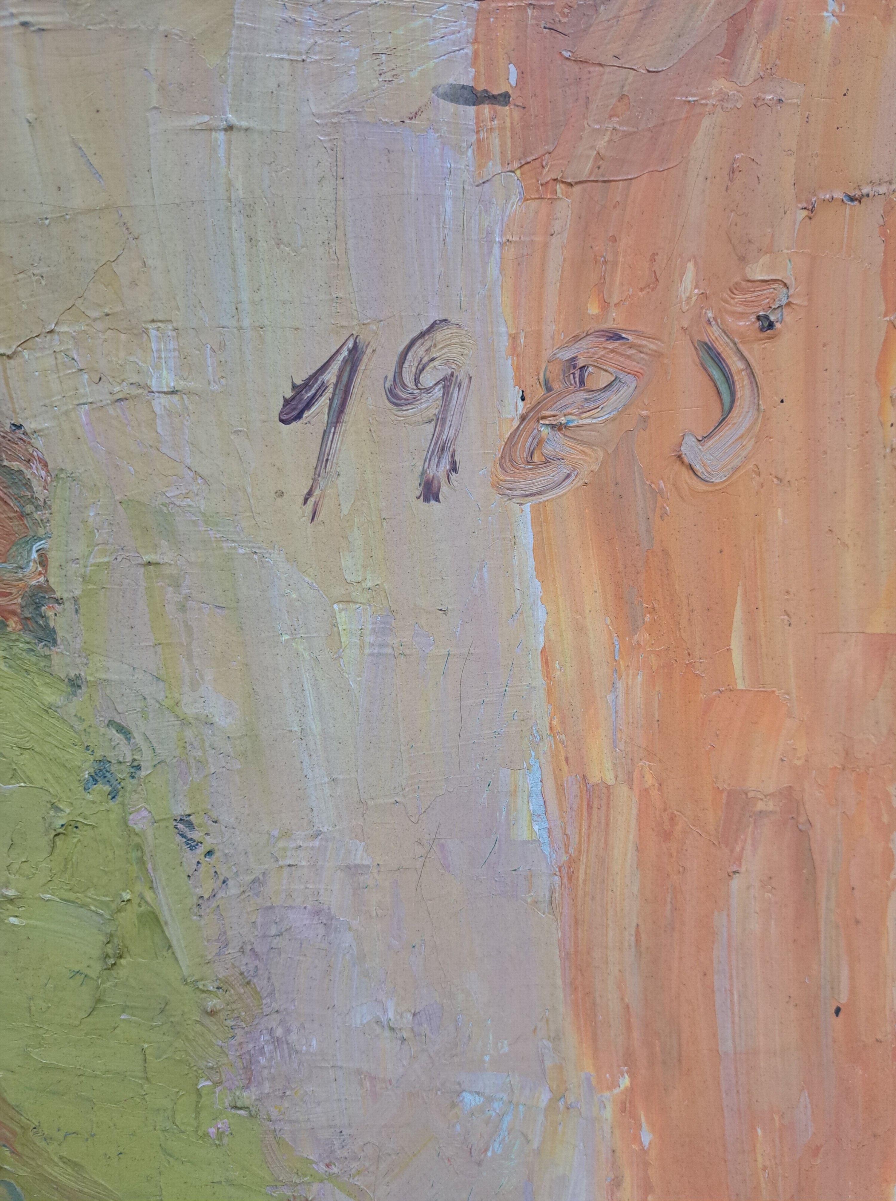 Detail b: Gernot Kissel, 1939 Worms-2008 Römerberg, Frauenporträt, blonde Frau mit schwarz-gelb gestreifter Bluse, 1985 signiert und datiert, ungerahmt 80x70 ...