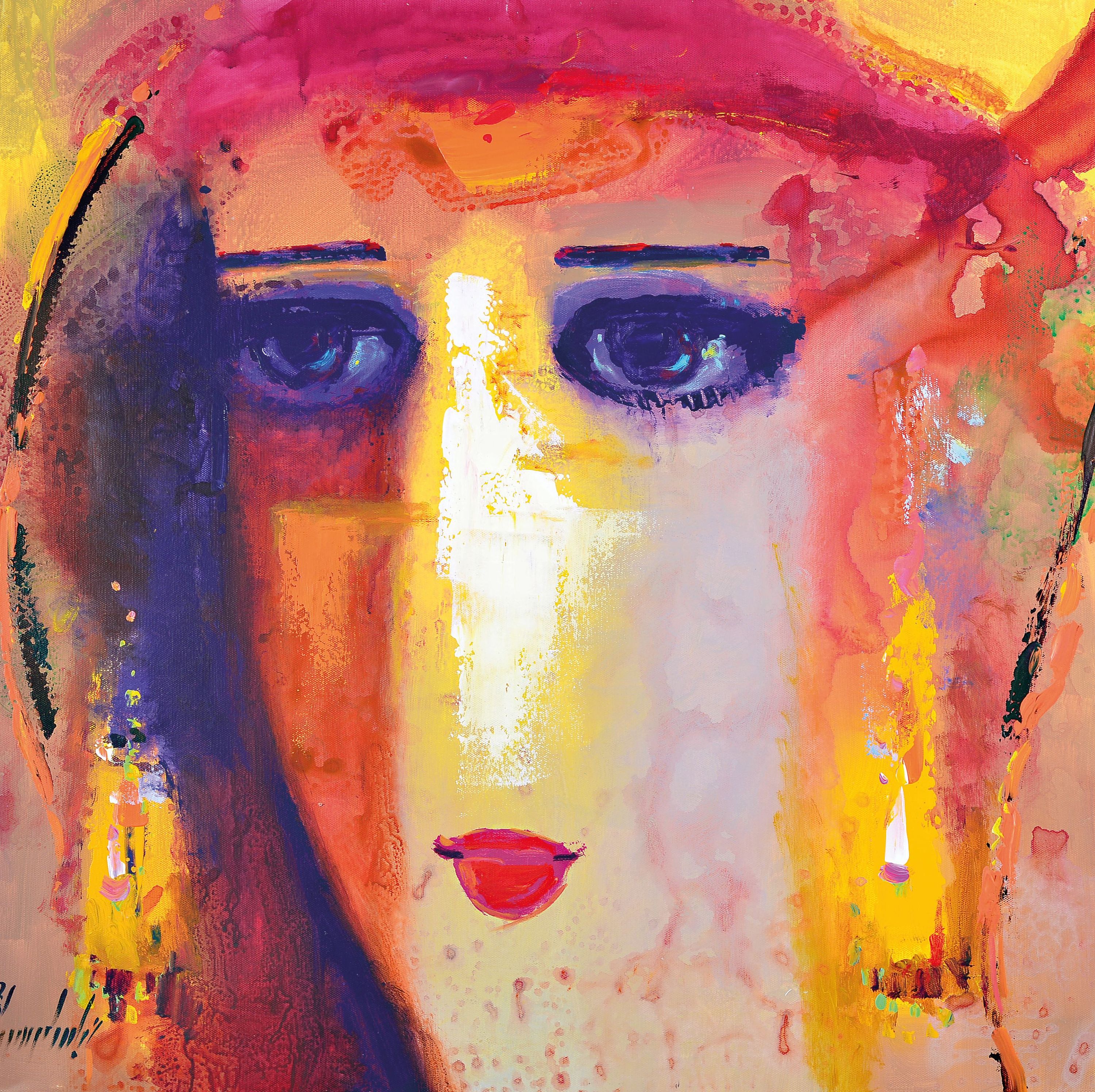 Detail b: Abbas Al-Mosawi, geb. 1952 Bahrain, 4 Gemälde "Köpfe", Acryl/Lwd, alle signiert, ca. 73.5 x 73.5 cm, der Künstler ist einer der ...