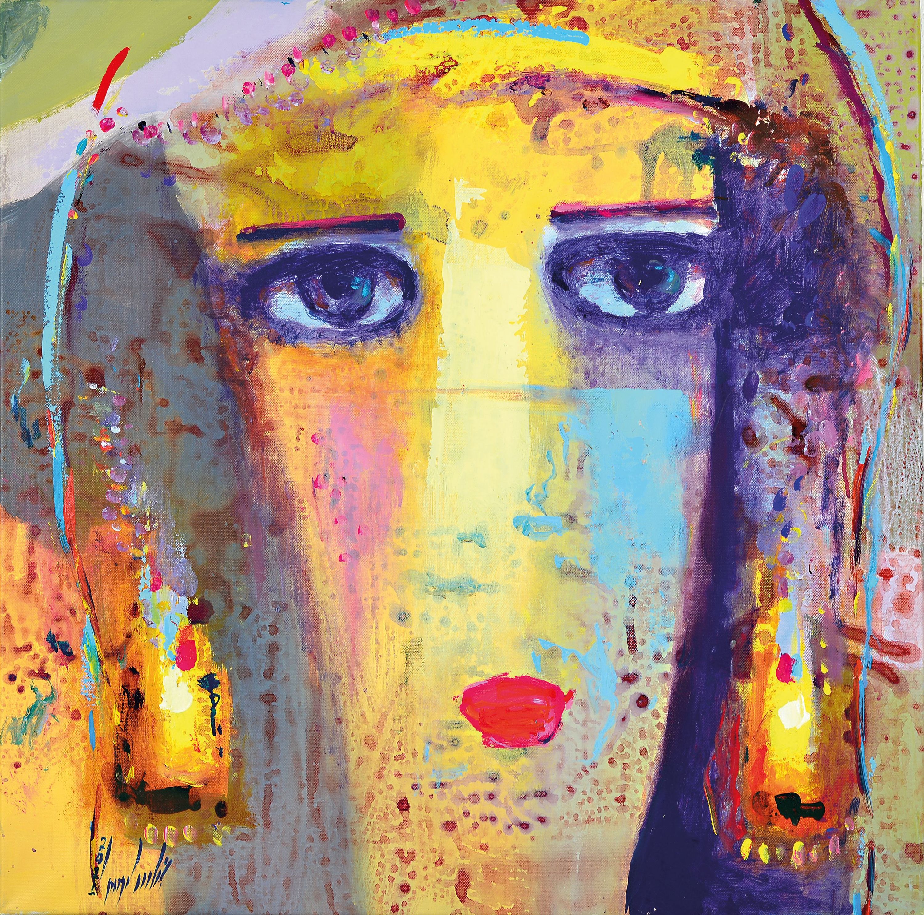 Detail n: Abbas Al-Mosawi, geb. 1952 Bahrain, 4 Gemälde "Köpfe", Acryl/Lwd, alle signiert, ca. 73.5 x 73.5 cm, der Künstler ist einer der ...