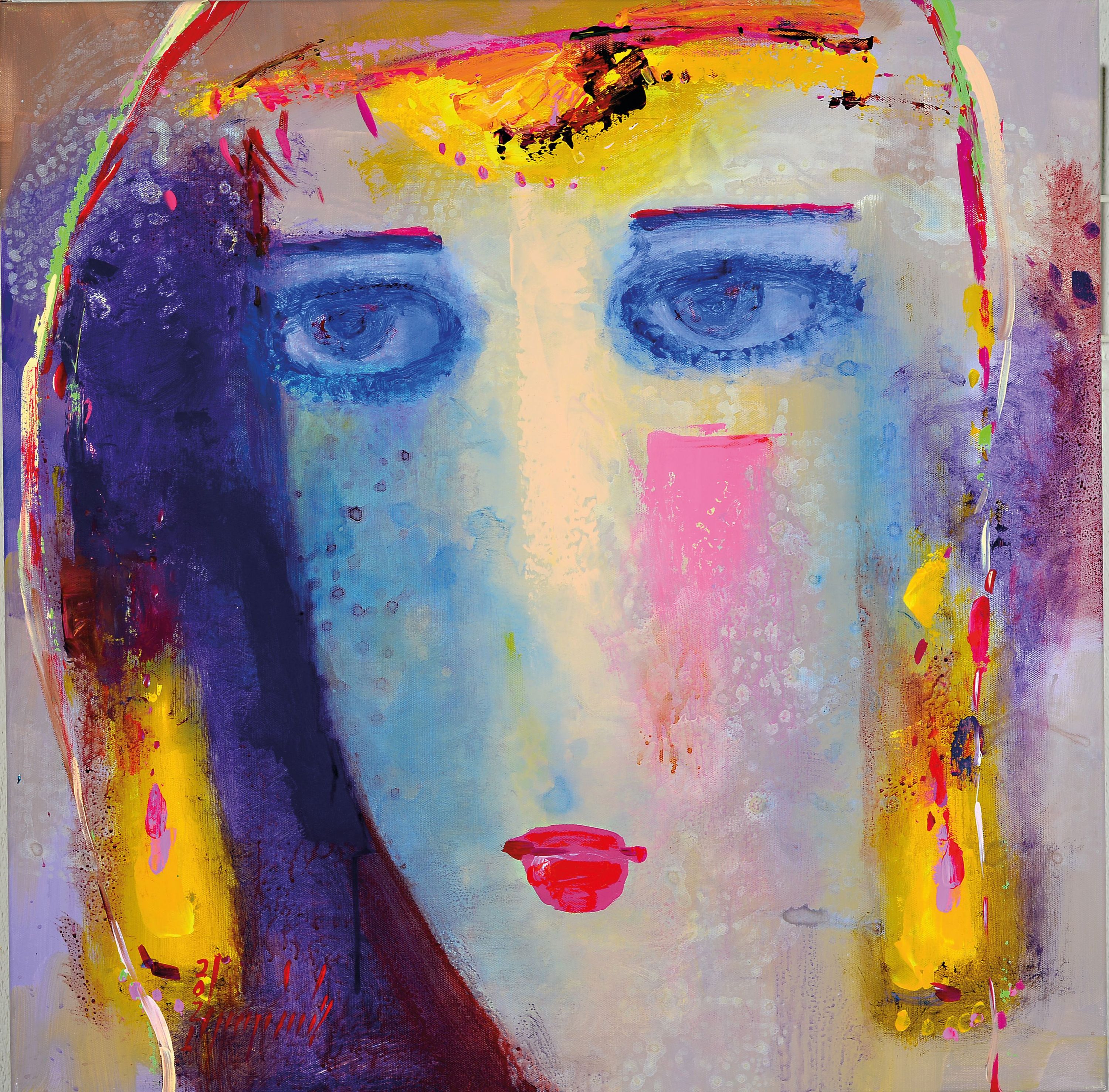 Detail k: Abbas Al-Mosawi, geb. 1952 Bahrain, 3 Gemälde "Köpfe", Acryl/Lwd, alle signiert, ca. 70 x 70 cm, der Künstler ist einer der begehrtesten ...