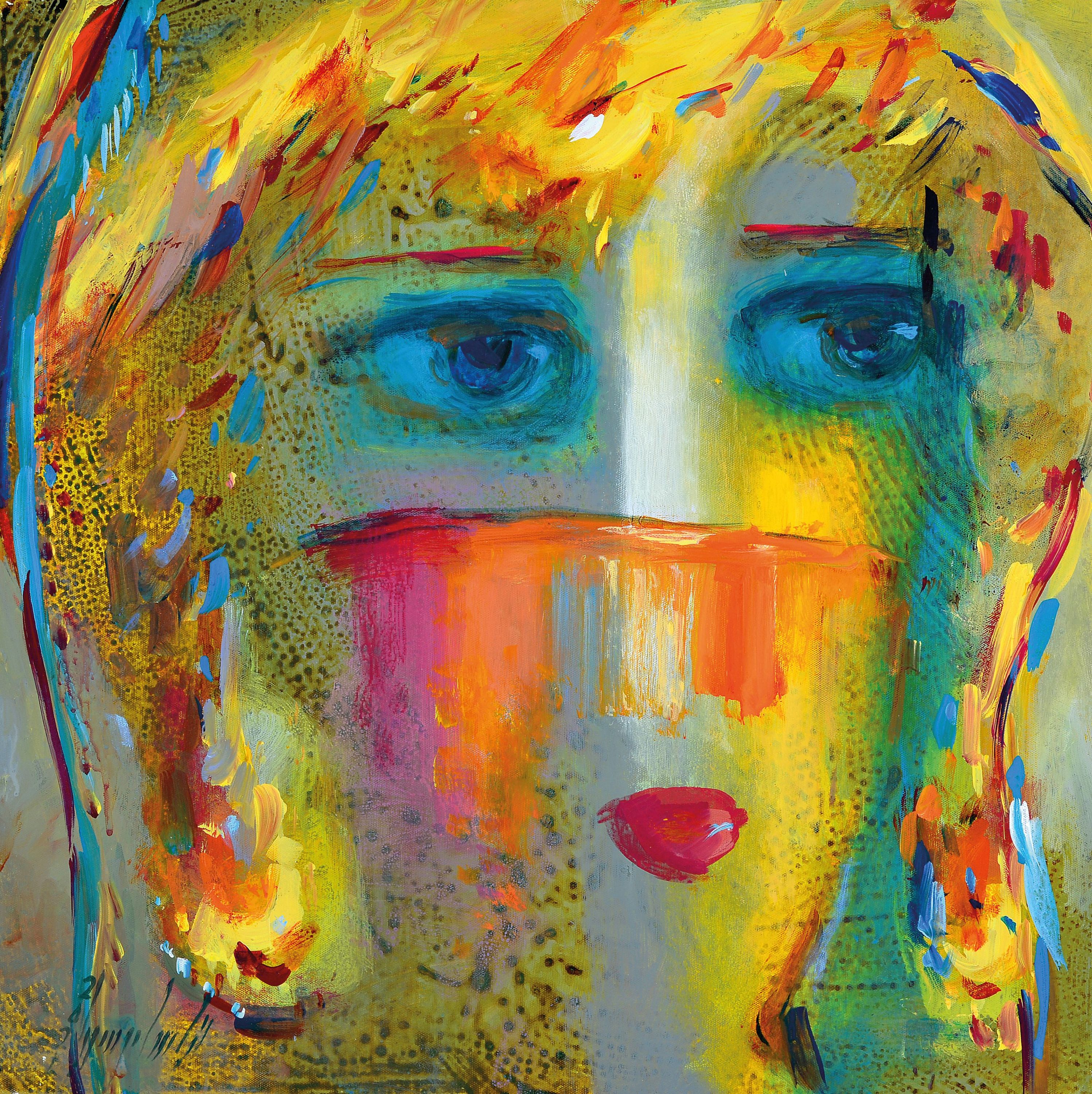 Detail a: Abbas Al-Mosawi, geb. 1952 Bahrain, 4 Gemälde "Köpfe", Acryl/Lwd, alle signiert, ca. 70 x 70 cm, der Künstler ist einer der begehrtesten ...