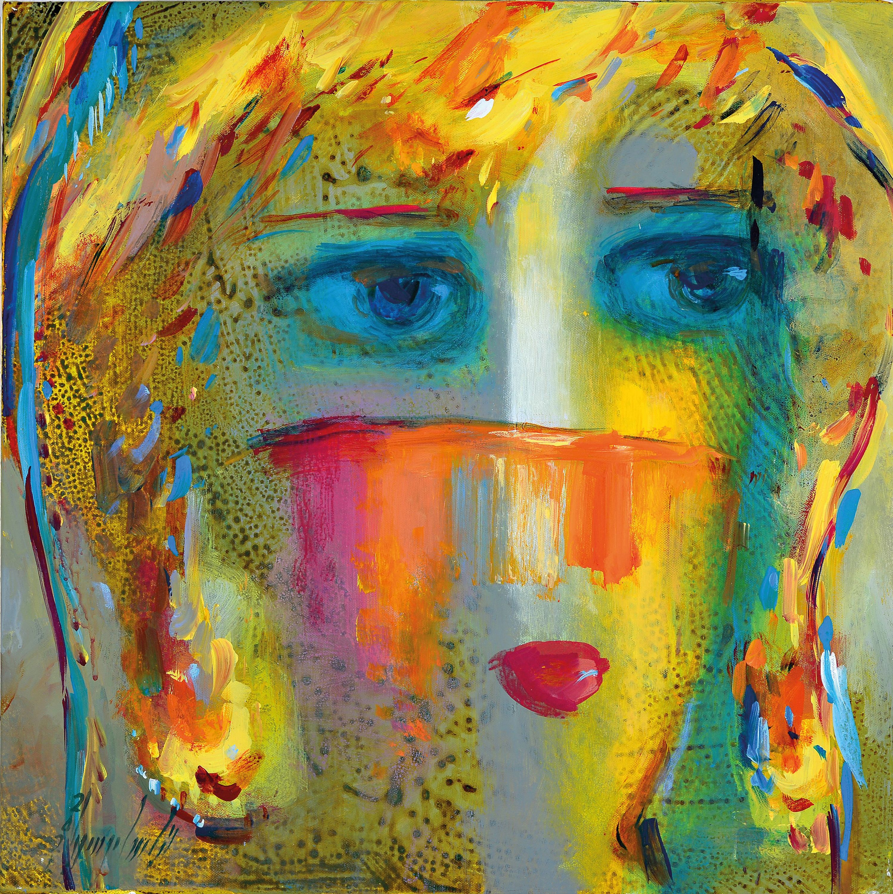 Detail q: Abbas Al-Mosawi, geb. 1952 Bahrain, 4 Gemälde "Köpfe", Acryl/Lwd, alle signiert, ca. 70 x 70 cm, der Künstler ist einer der begehrtesten ...