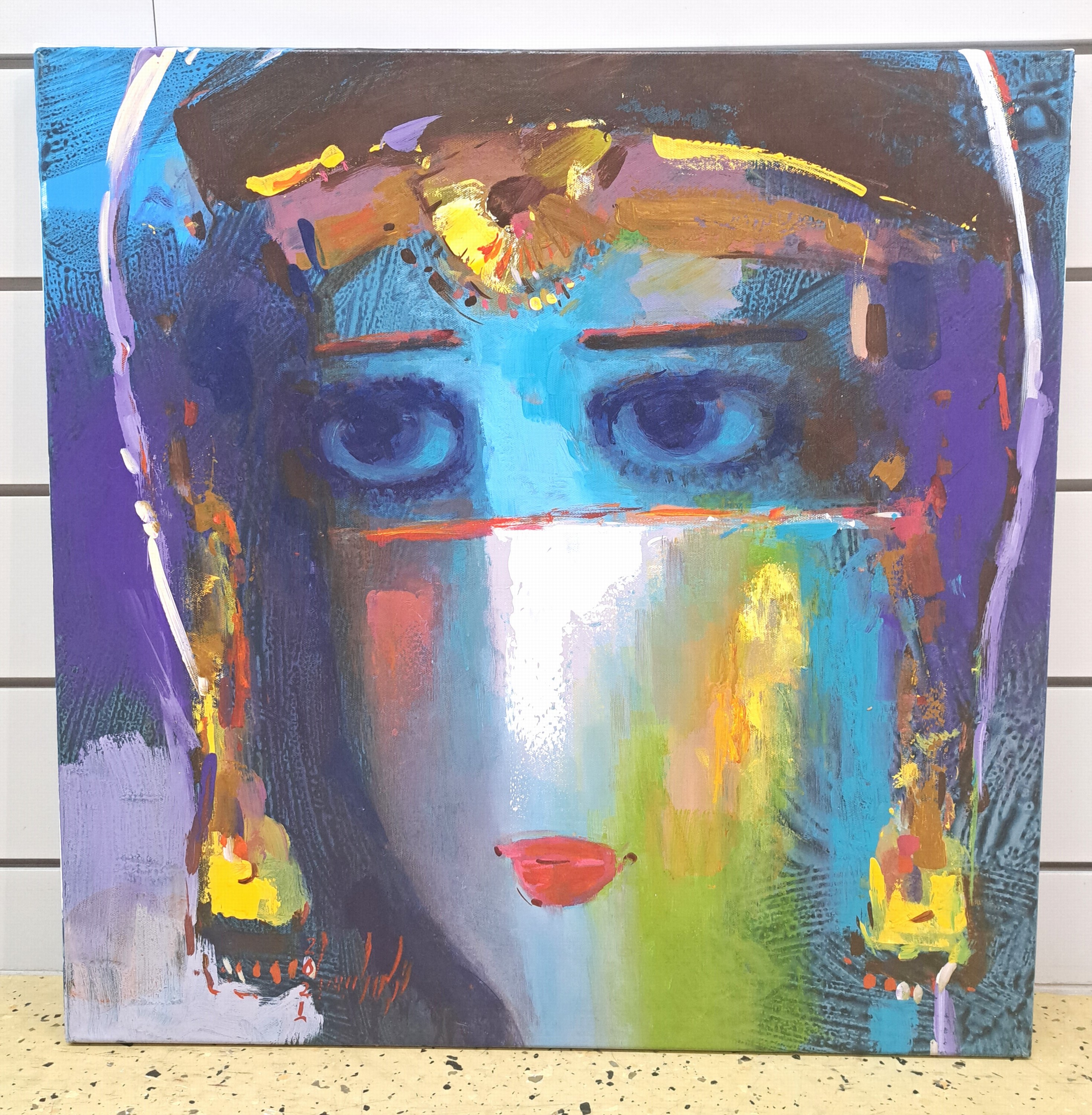 Detail b: Abbas Al-Mosawi, geb. 1952 Bahrain, 4 Gemälde "Köpfe", Acryl/Lwd, alle signiert, ca. 70 x 70 cm, der Künstler ist einer der begehrtesten ...
