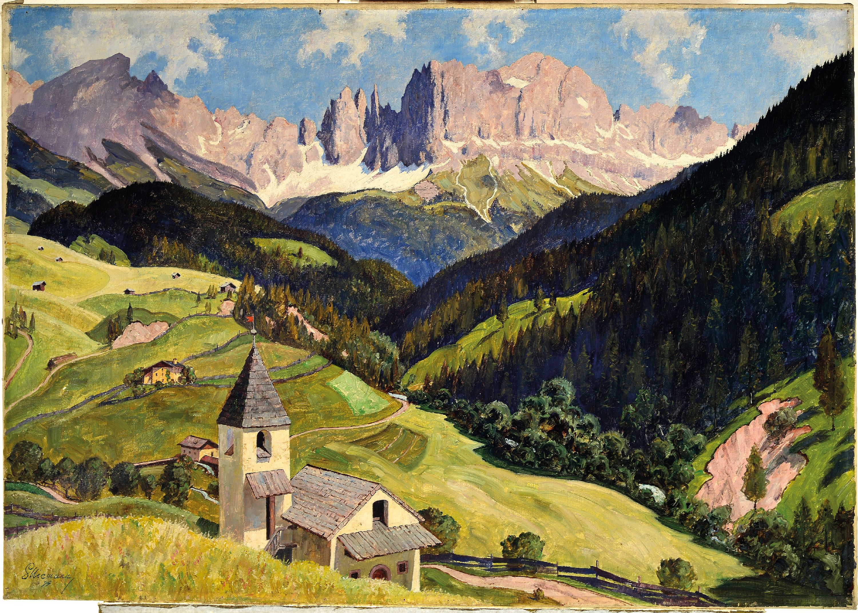 Detail k: Georg Niemann, 1841-1912, "St. Cyprian am Rosengarten", 1908, links unten signiert, Öl/Lwd, 71x100 cm
