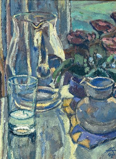 Image Heinz Reiss, 1923 Haßloch-2008, Stillleben mit Glas- und Keramikgefäßen am Fenster, ...