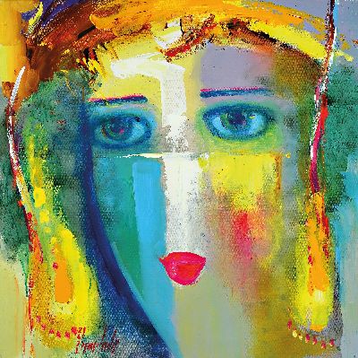 27033519e - Abbas Al-Mosawi, geb. 1952 Bahrain, 4 Gemälde ´Köpfe´, Acryl/Lwd, alle signiert, ca. 70 ...