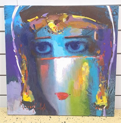 Image 27033521b - Abbas Al-Mosawi, born 1952 Bahrain, 4 paintings ´Heads´, acrylic/canvas, all ...