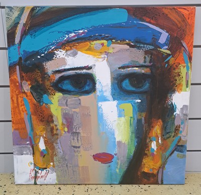 Image 27033521c - Abbas Al-Mosawi, born 1952 Bahrain, 4 paintings ´Heads´, acrylic/canvas, all ...