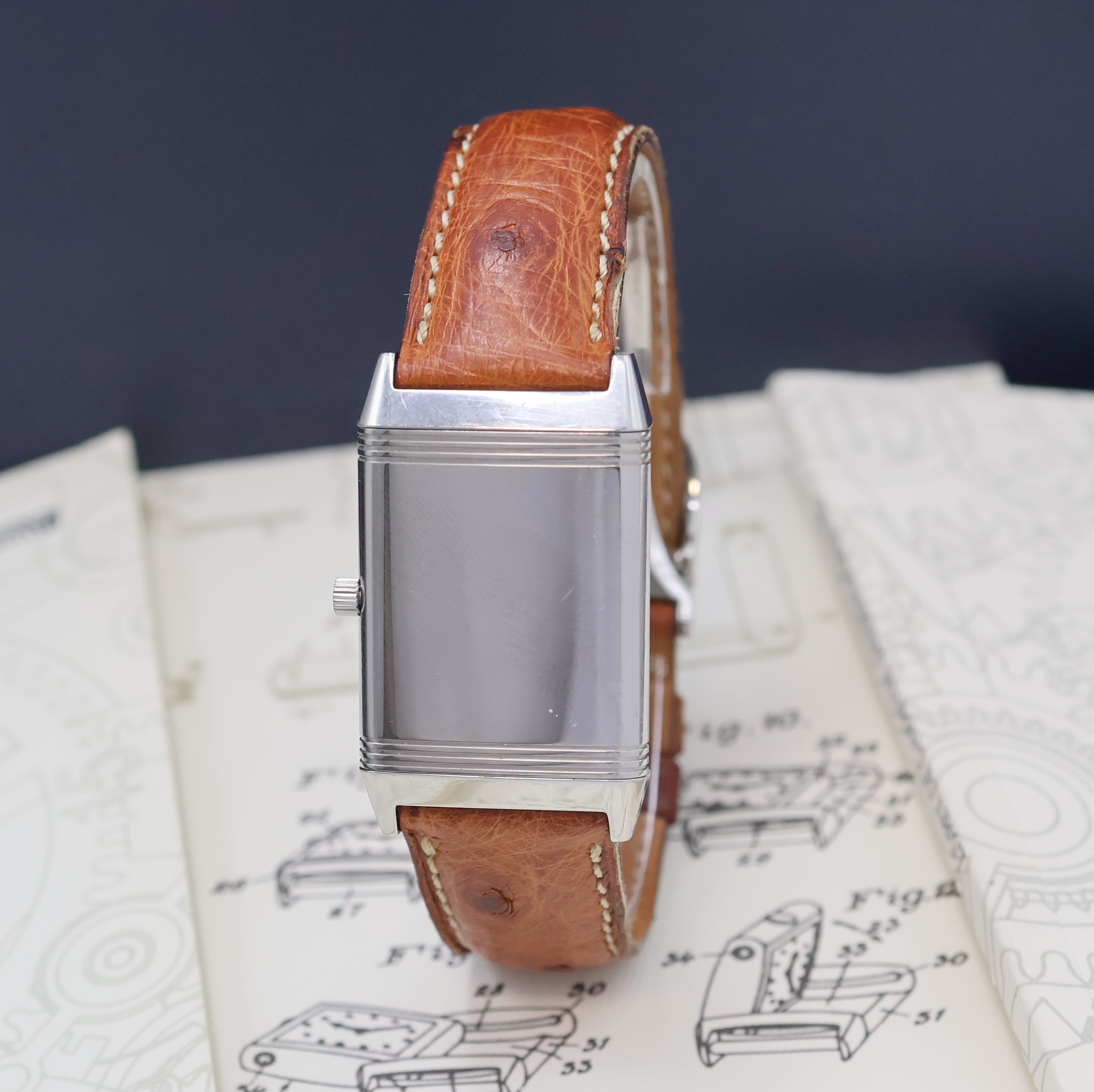 Detail c: Jaeger-LeCoultre Reverso Damenarmbanduhr Referenz 250.8.08, quarz, Edelstahlgeh. an orig. Lederband m. orig. Faltschl., Geh. seitl. 4-fach verschr., ...