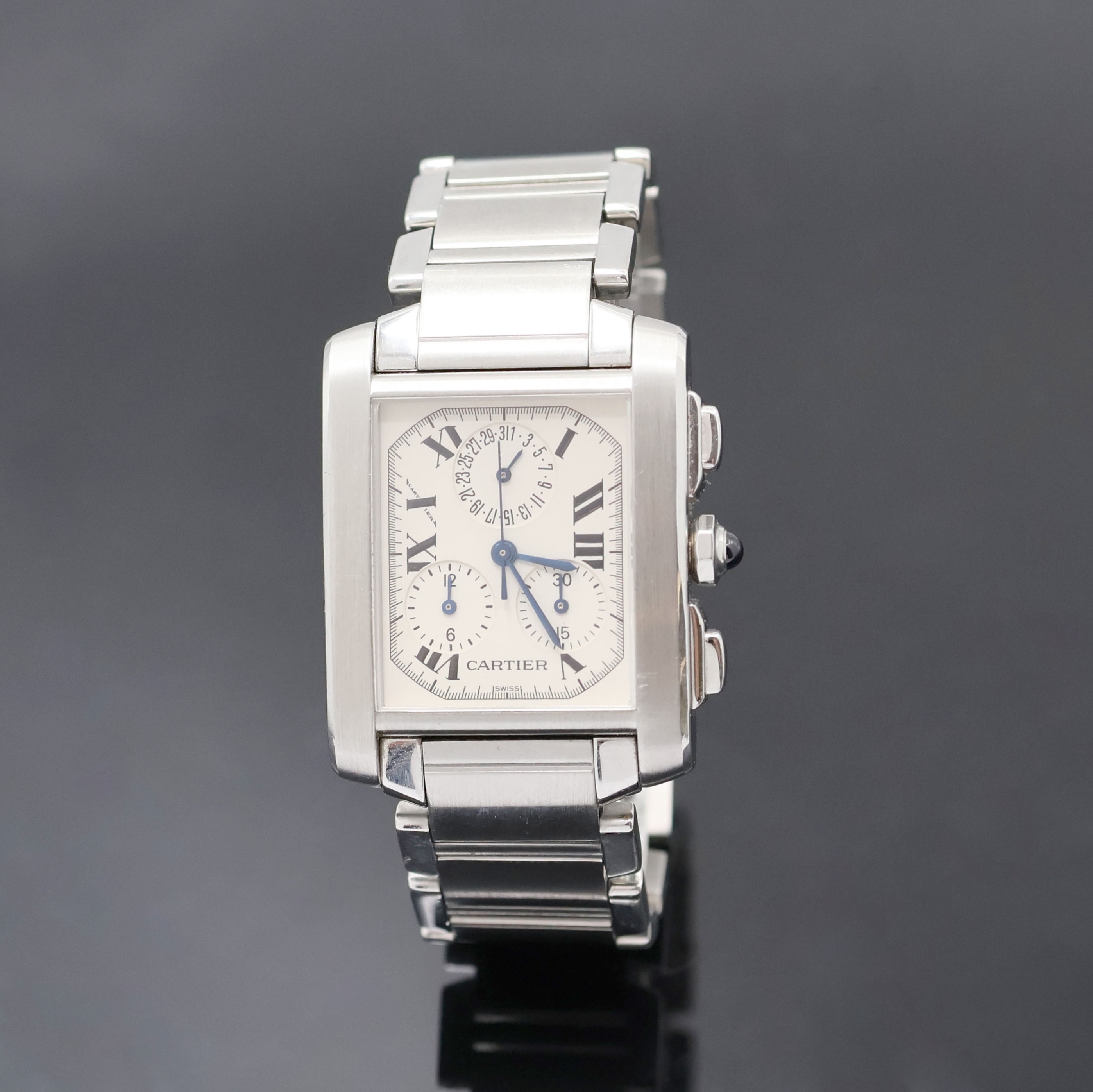 Image 27033815 - CARTIER Armbandchronograph Tank Francaise Referenz 2303, Schweiz um 1997, Edelstahlgeh. ...