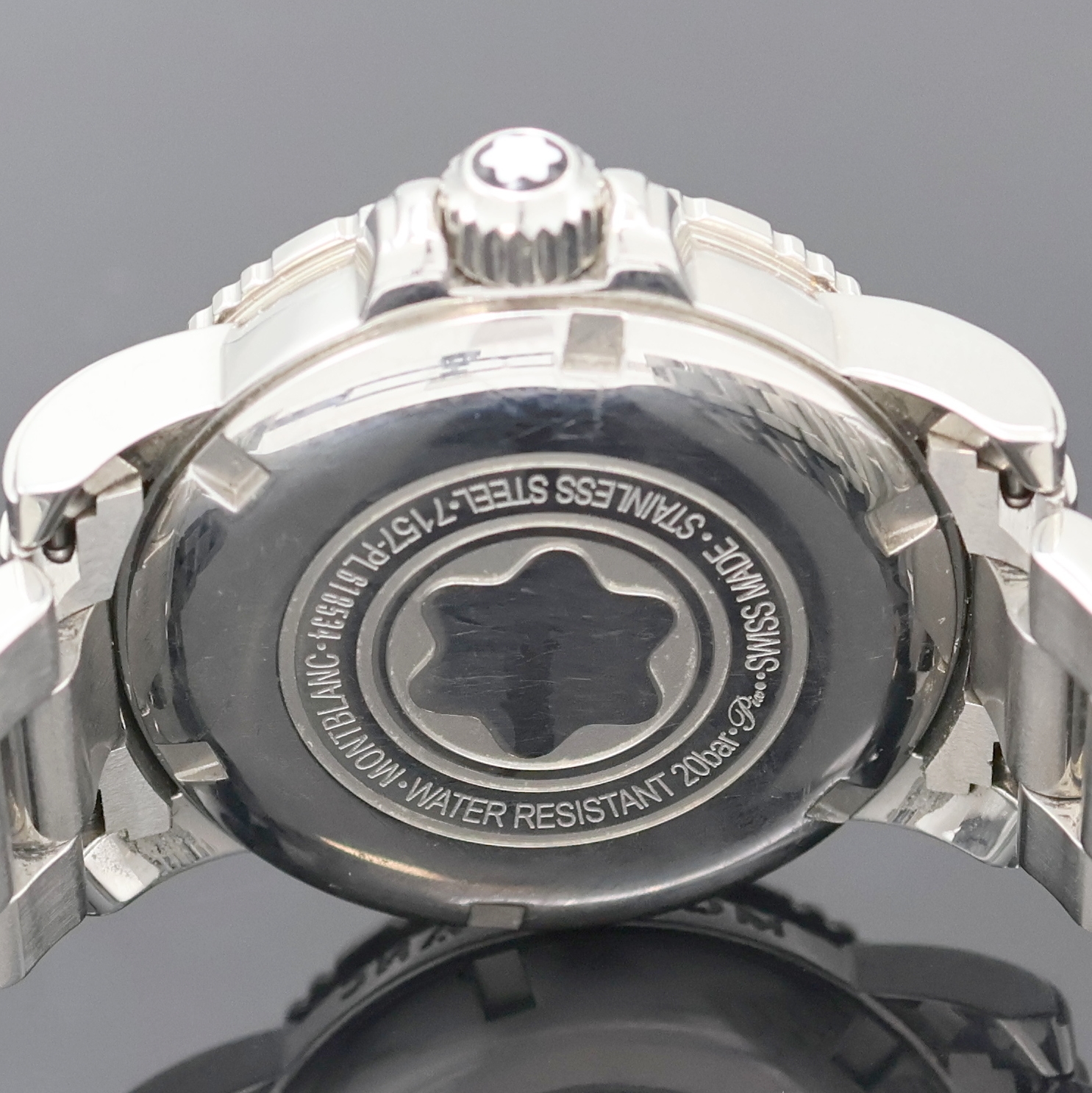Detail d: MONTBLANC Damenarmbanduhr Ladys Sport, Schweiz um 2008, Edelstahlgeh. inkl. Gliederband m. dopp. Faltschl., Lünette und Zifferblatt m. Diamanten ...
