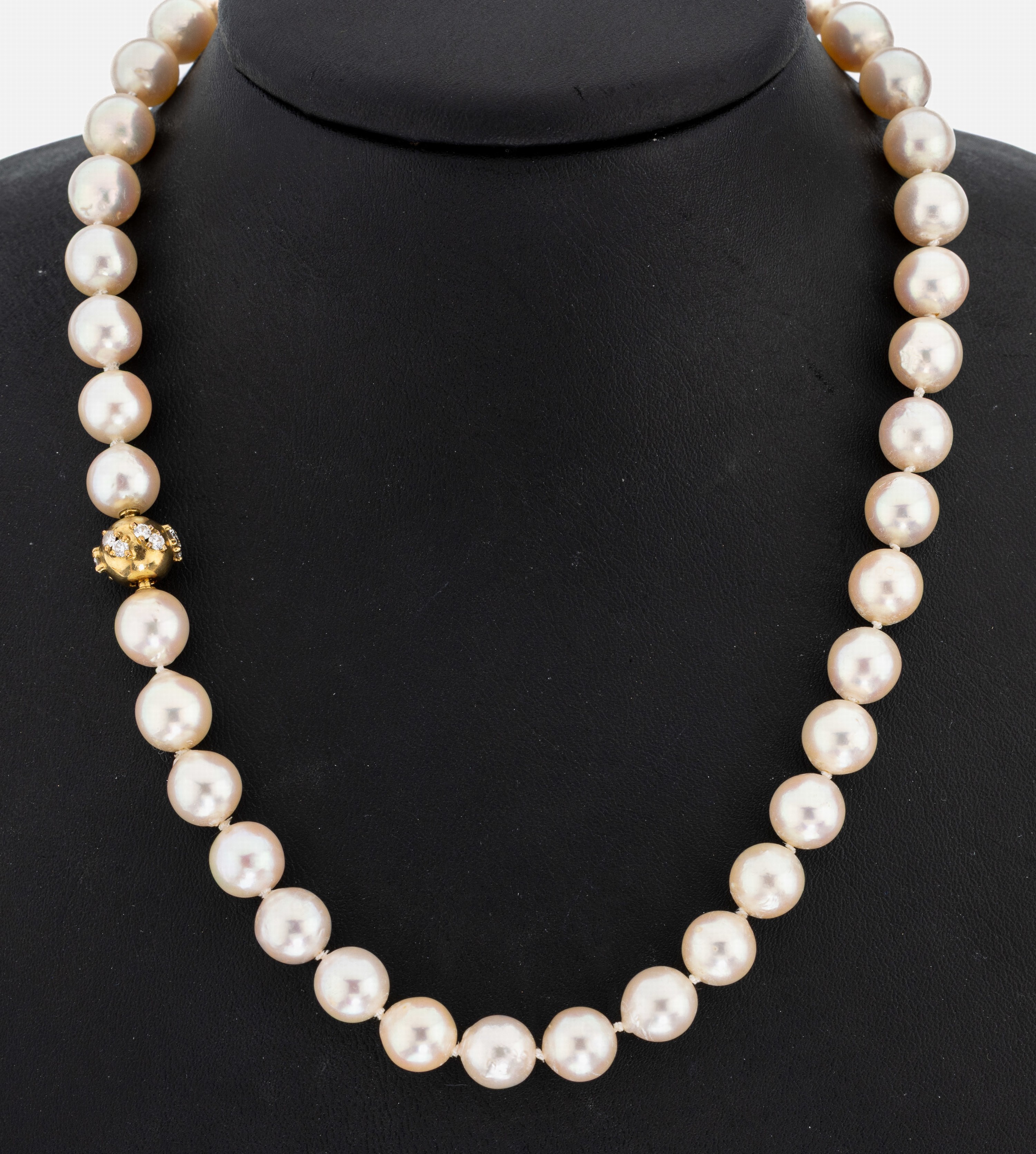 Image 27033836 - Zuchtperl-Collier mit 14 kt Gold Brillant- Schmuckschließe, GG 585/000, ...