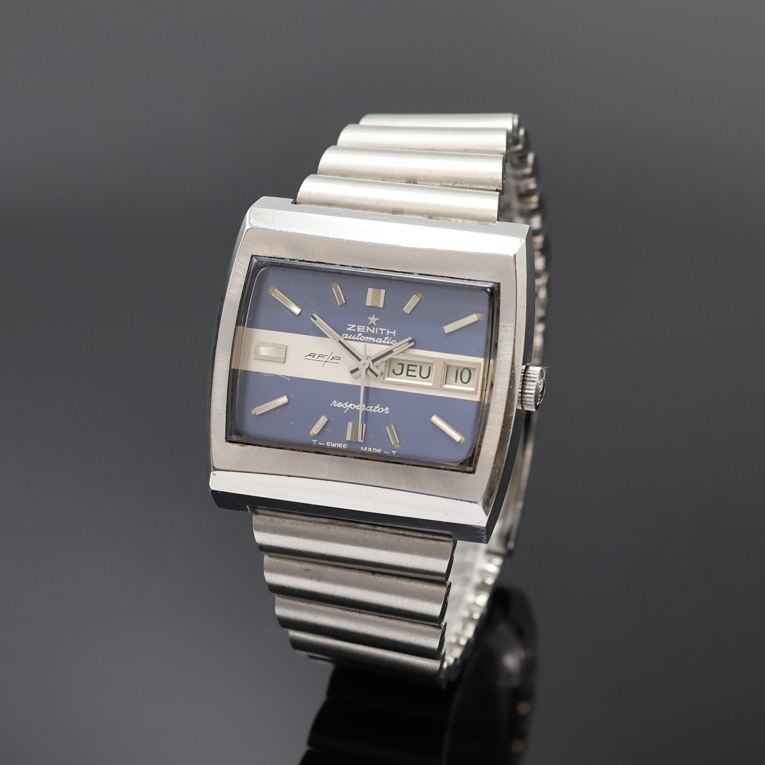 Image 27033907 - ZENITH seltene Herrenarmbanduhr Respirator, Schweiz um 1969, massiv. Edelst.-Stülpgeh., ...