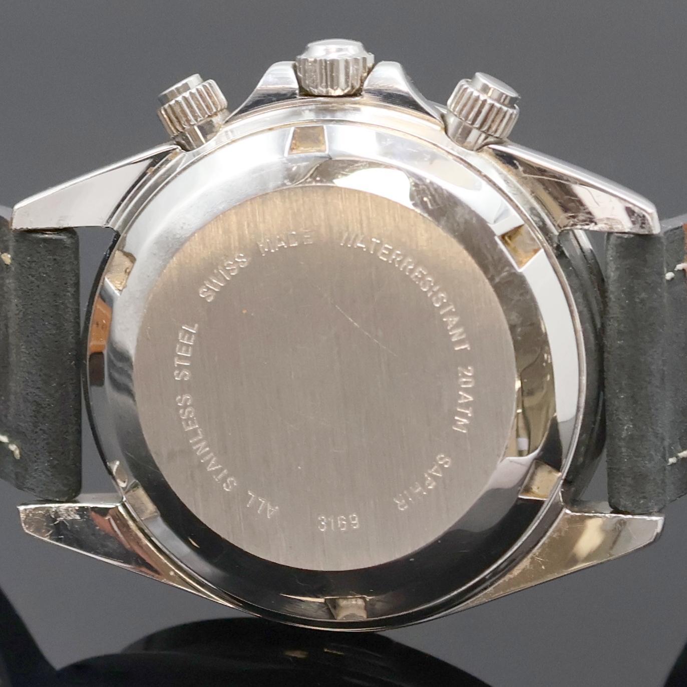 Detail c: BWC Armbandchronograph, Automatik, Schweiz um 2002, Edelstahlgeh., Boden, Krone und Drücker verschr., Lün. eins. rast. drehbar, Saphirflachglas, ...