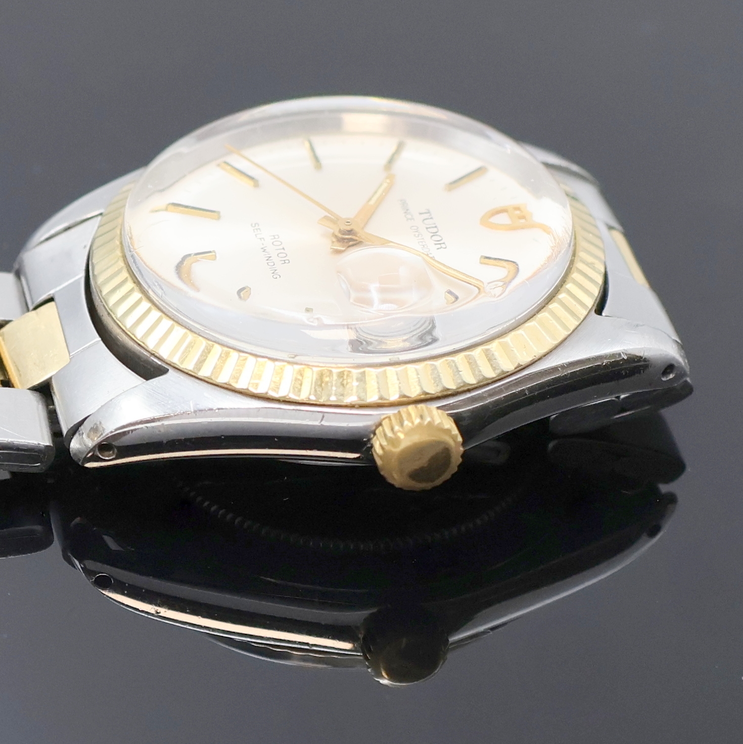 Detail c: TUDOR Herrenarmbanduhr Referenz 90733, Schweiz um 1980, Automatik, verschr. Rolex- Gehäuse in Edelstahl/Gold komb. an gefaltetem Rolex Oysterband, ...
