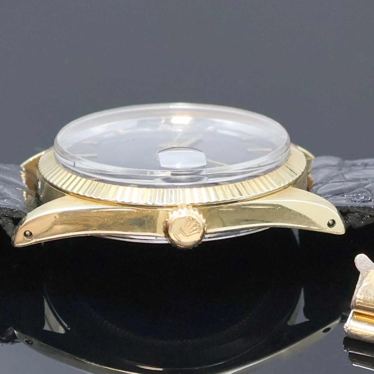 Detail b: TUDOR Prince-Oysterdate Armbanduhr mit Goldhaube Referenz 7994, Schweiz um 1967, Automatik, im original Rolex-Gehäuse, Edelst.-Boden und orig. Rolex ...
