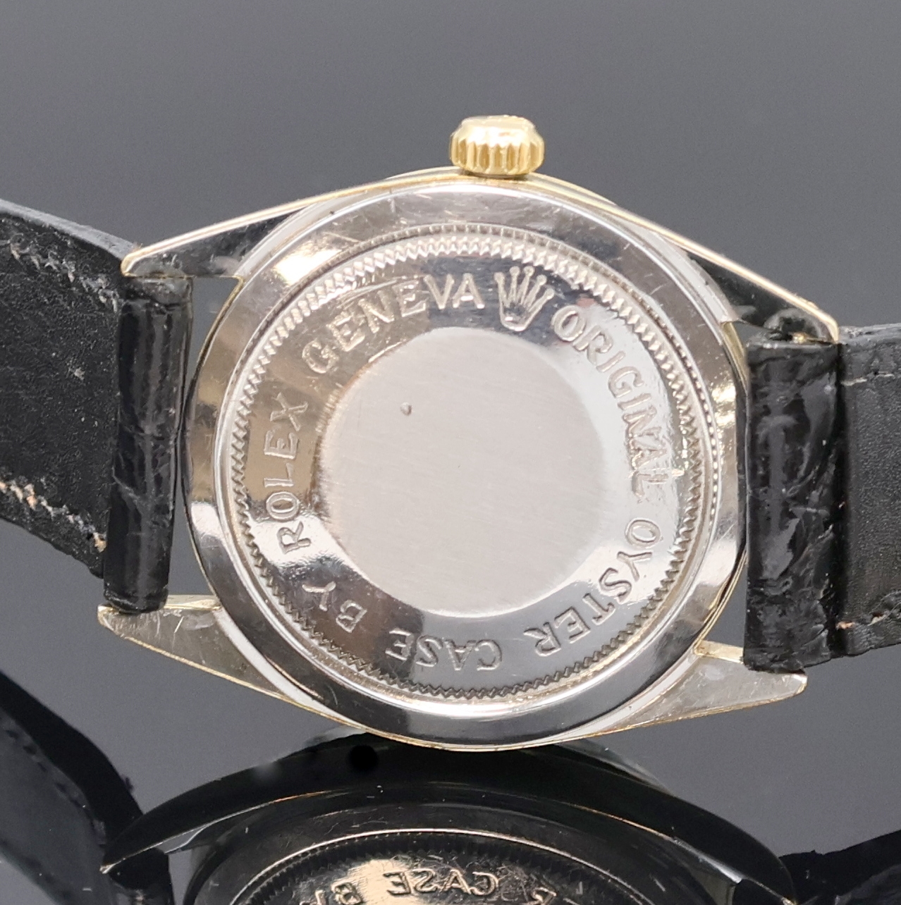 Detail c: TUDOR Prince-Oysterdate Armbanduhr mit Goldhaube Referenz 7994, Schweiz um 1967, Automatik, im original Rolex-Gehäuse, Edelst.-Boden und orig. Rolex ...