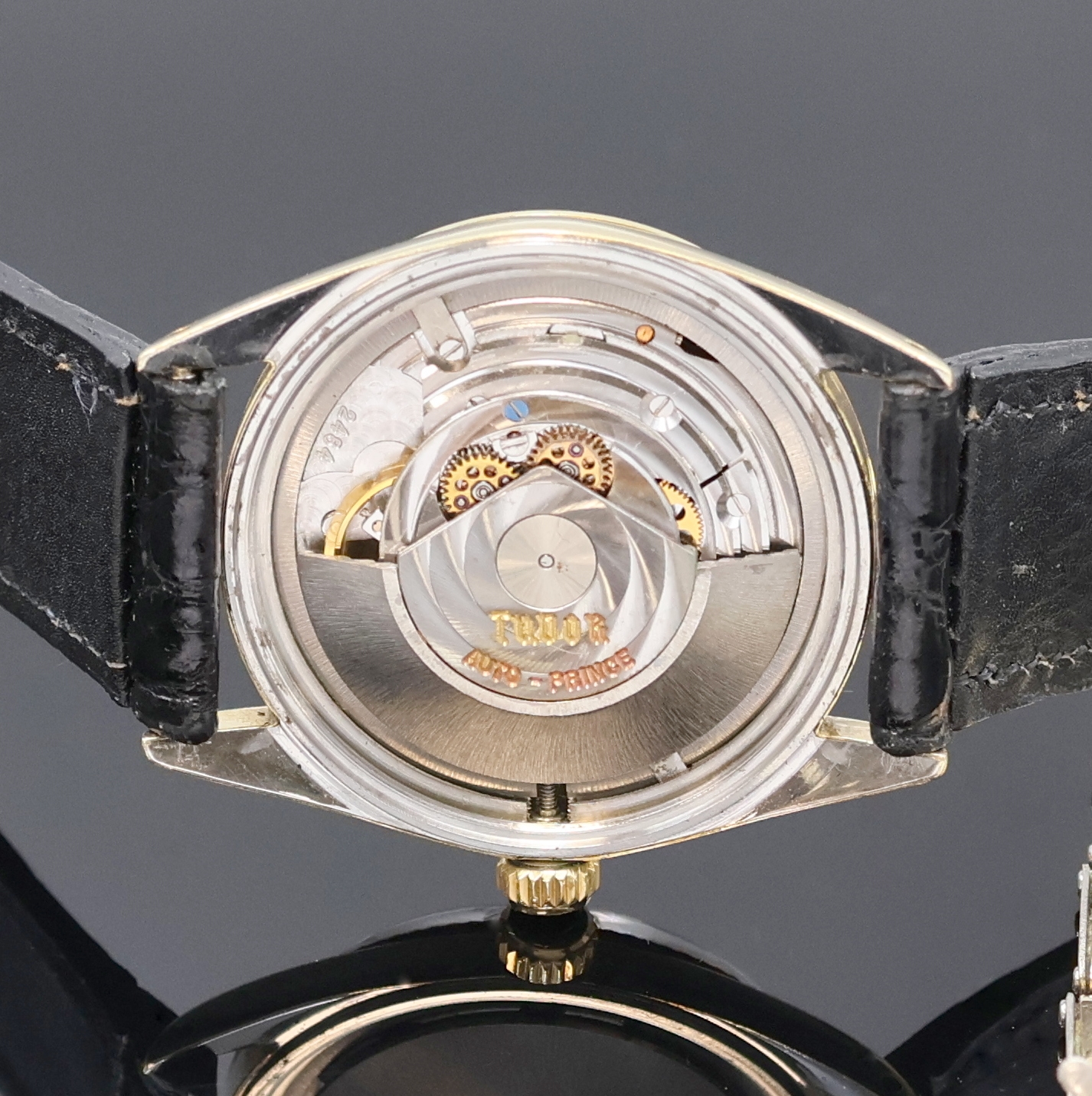 Detail e: TUDOR Prince-Oysterdate Armbanduhr mit Goldhaube Referenz 7994, Schweiz um 1967, Automatik, im original Rolex-Gehäuse, Edelst.-Boden und orig. Rolex ...