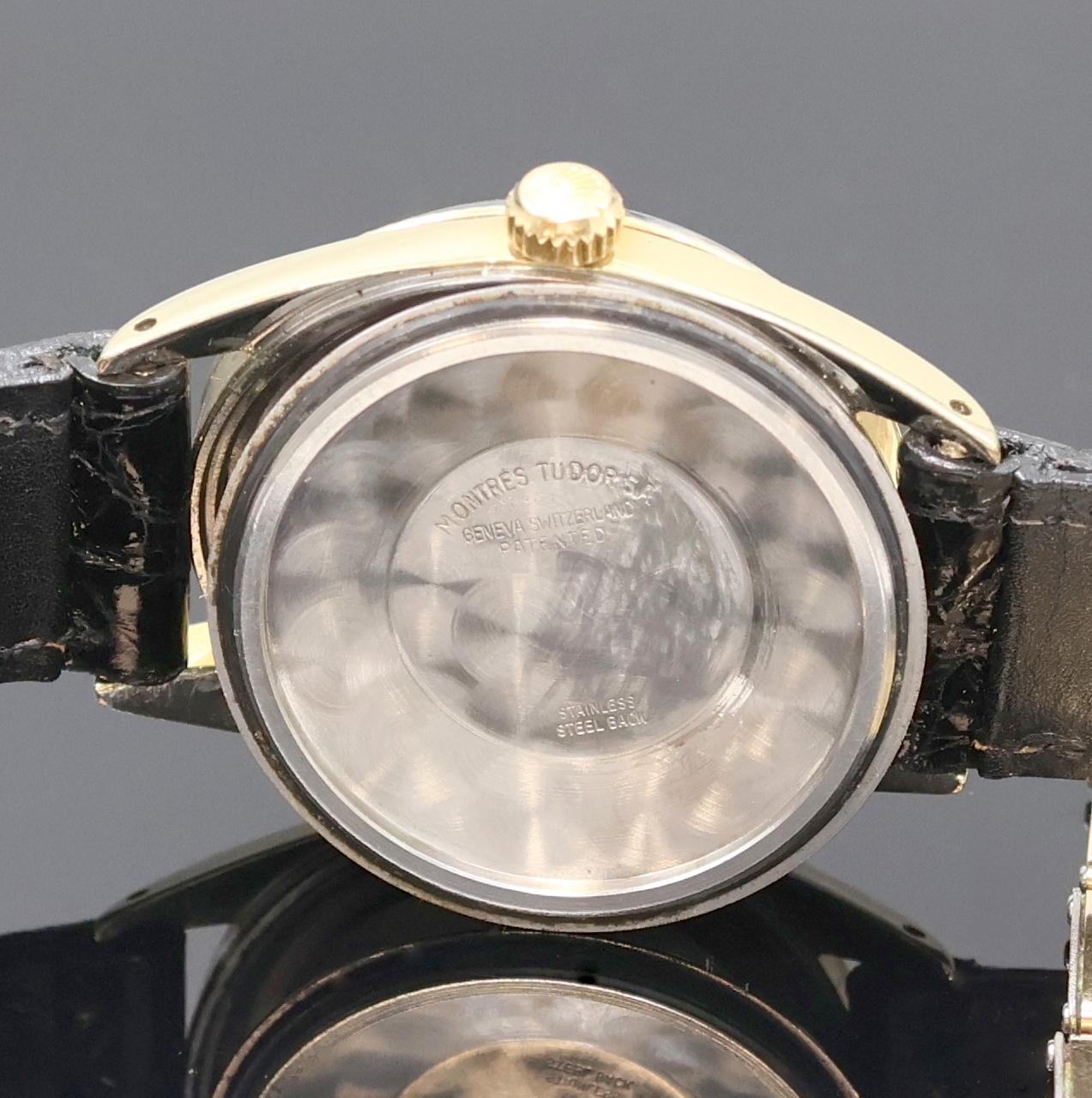 Detail f: TUDOR Prince-Oysterdate Armbanduhr mit Goldhaube Referenz 7994, Schweiz um 1967, Automatik, im original Rolex-Gehäuse, Edelst.-Boden und orig. Rolex ...