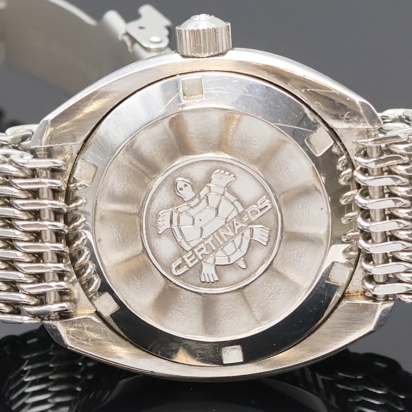 Detail c: CERTINA DS-3 PH 200M Taucheruhr in Edelstahl, Automatik, Schweiz um 1977, massives Edelstahlgeh. inkl. neutr. Band m. Faltschl., Boden und Krone ...