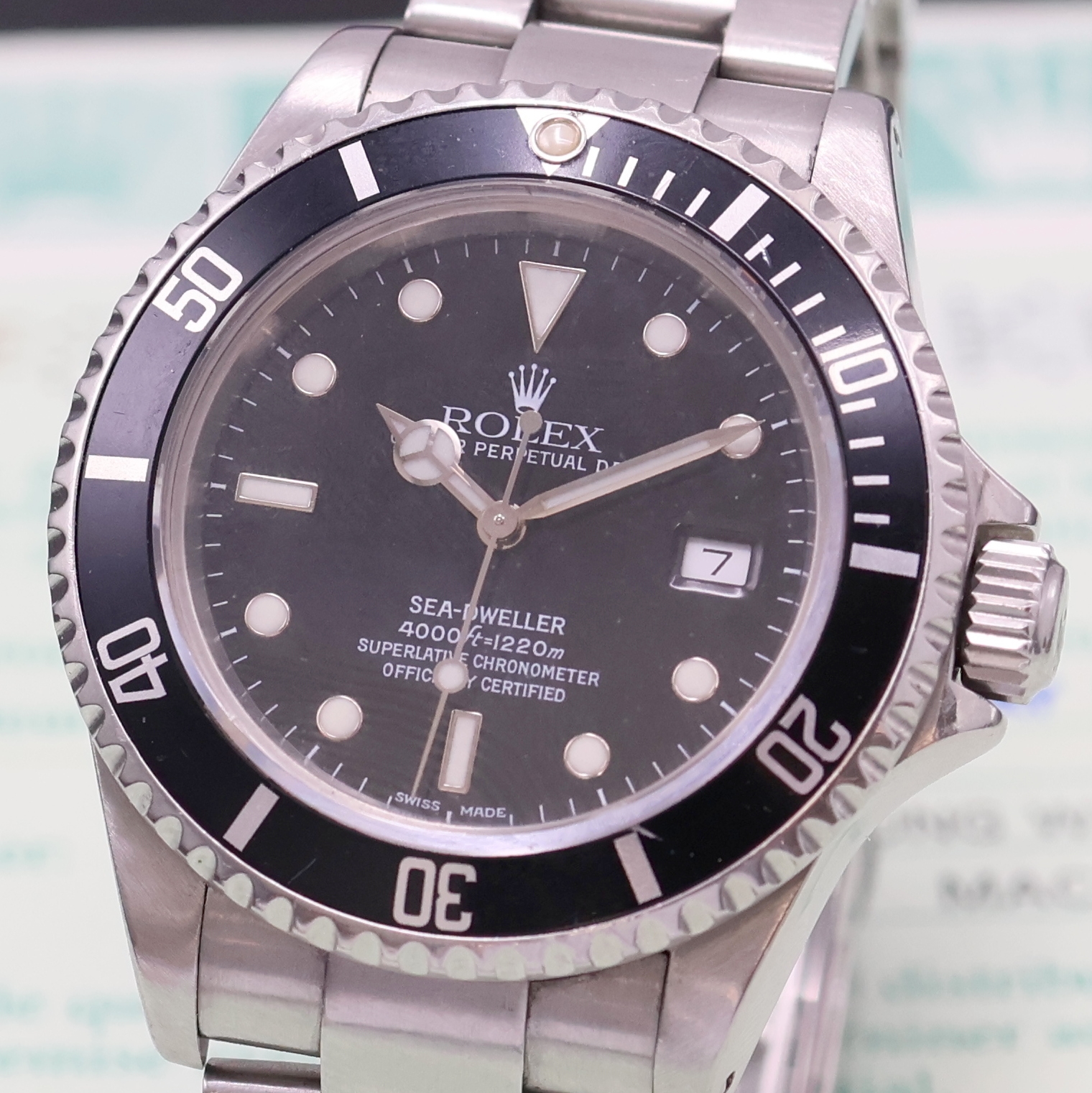Detail a: ROLEX Oyster Perpetual Date Sea-Dweller Referenz 16600 Taucheruhr, Automatik, K- Serie, Chronometer der Superlative in Edelstahl inkl. Oysterband, ...