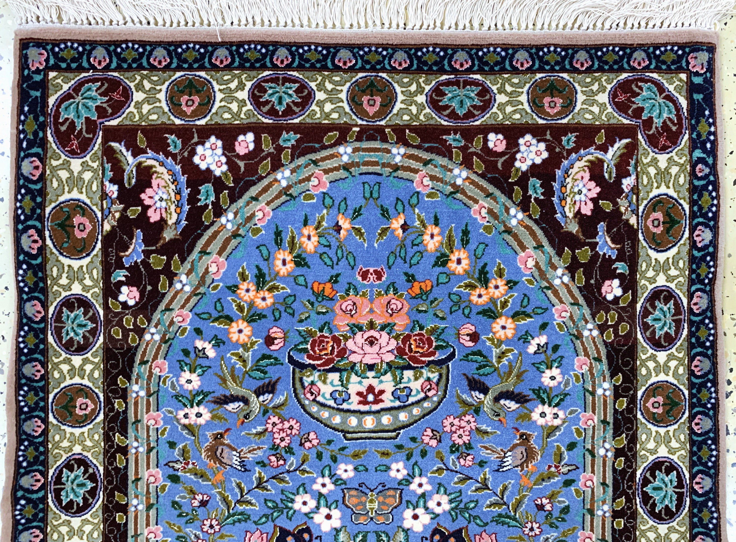 Detail a: Esfahan fein, Persien, Ende 20.Jhd, Korkwolle mit und auf Seide, ca. 108 x 75 cm, EHZ: 2